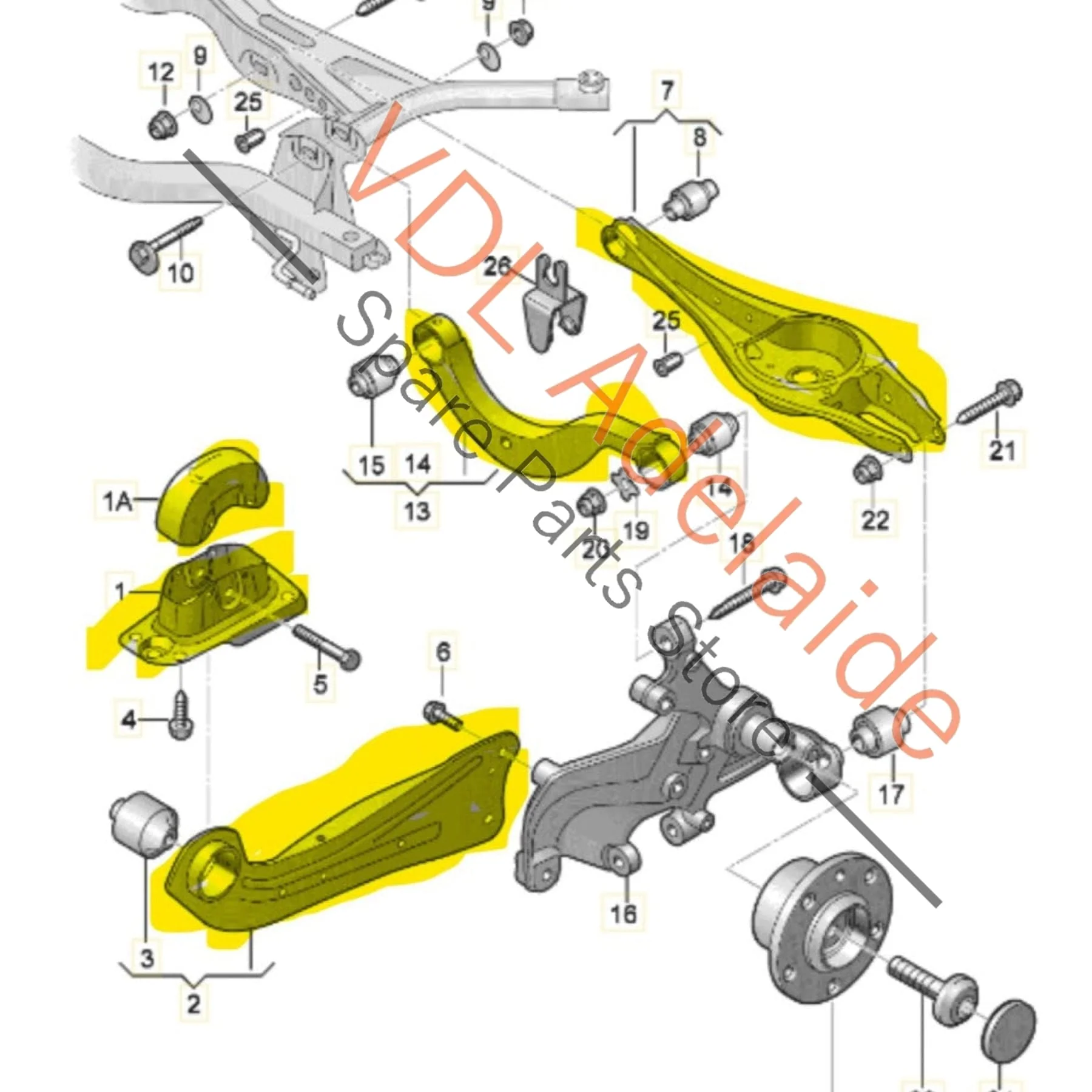 VW Golf MK7 Left side set Rear Suspension Control Arms Wishbone 5Q0505311D 5Q0505323D 5Q0505223D - Image 2
