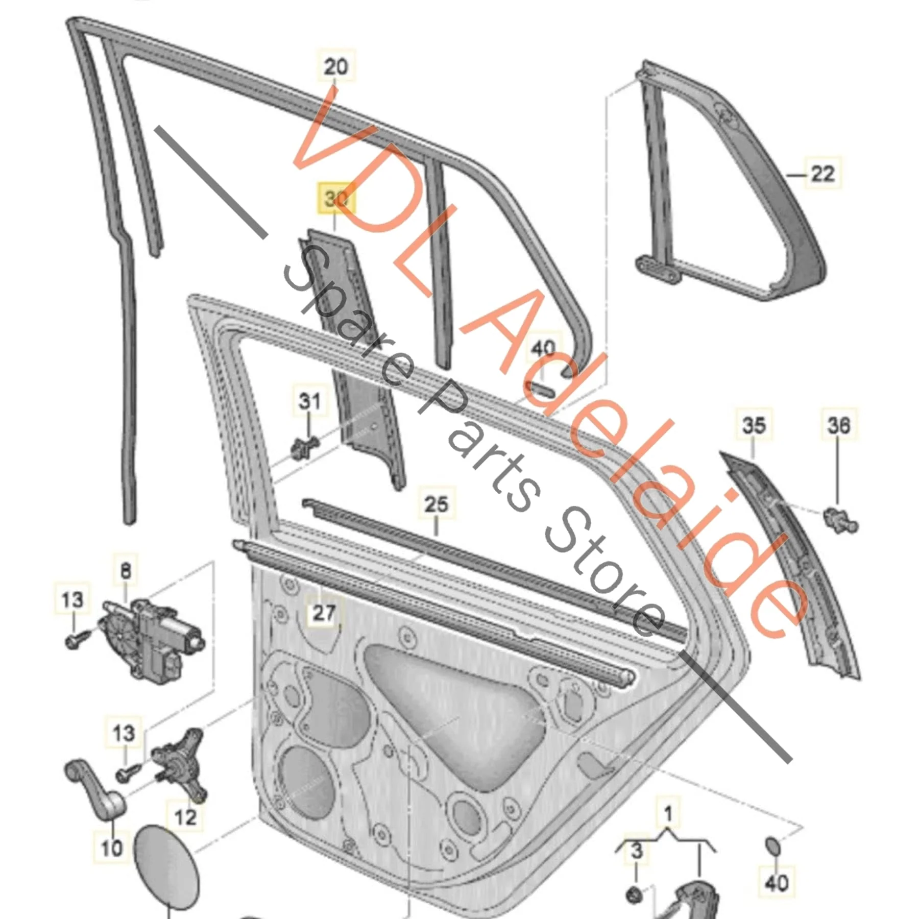 VW Golf Mk7 Gloss Black Rear Left B Pillar Exterior Trim for Door Window Frame 5G6839901B - Image 2