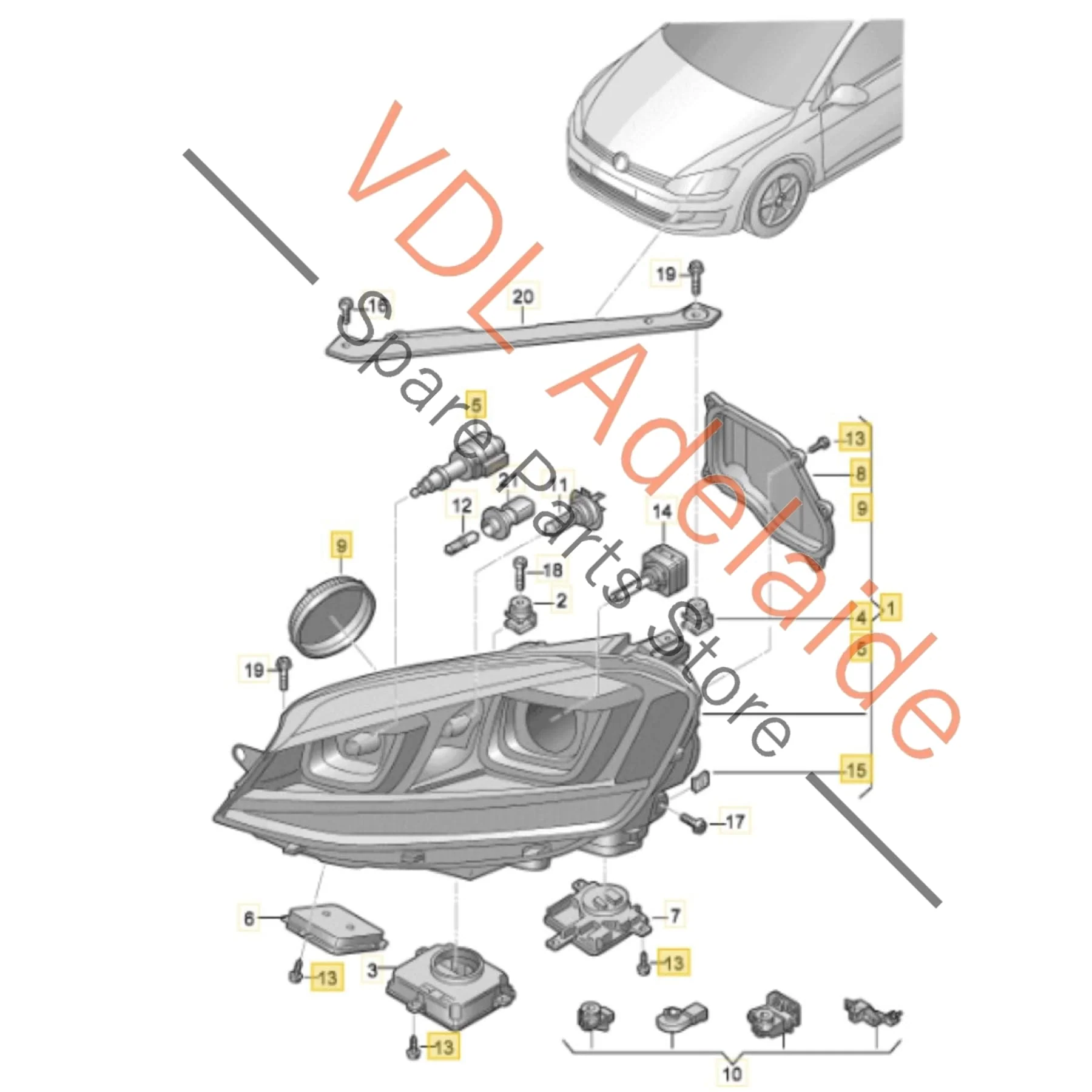 VW Golf R MK7 Right Headlight Head Light LED Genuine OEM 5G2941752D 5G2941754D - Image 4