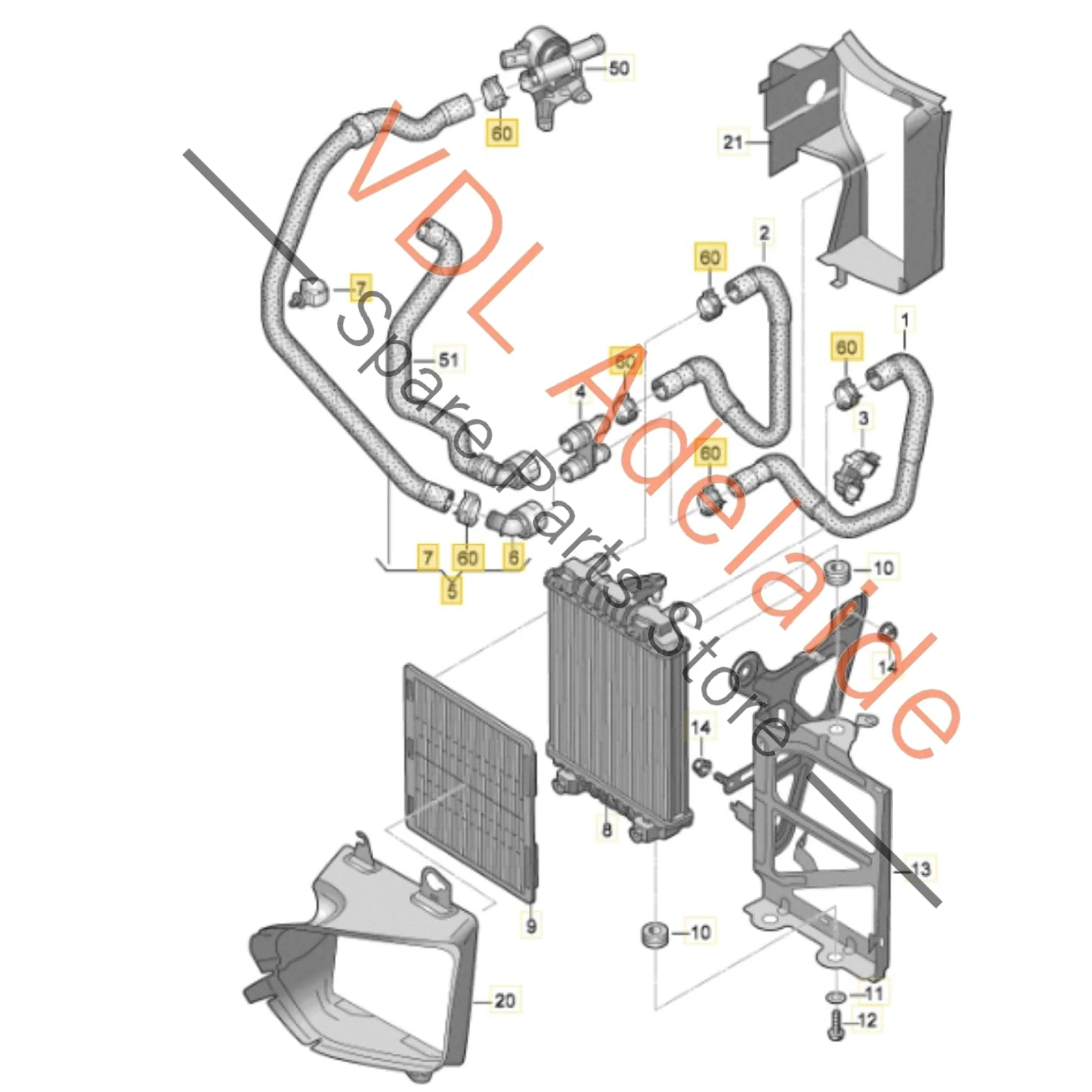 VW Golf MK7 Left Additional Radiator Hose 5Q0122051AT - Image 2