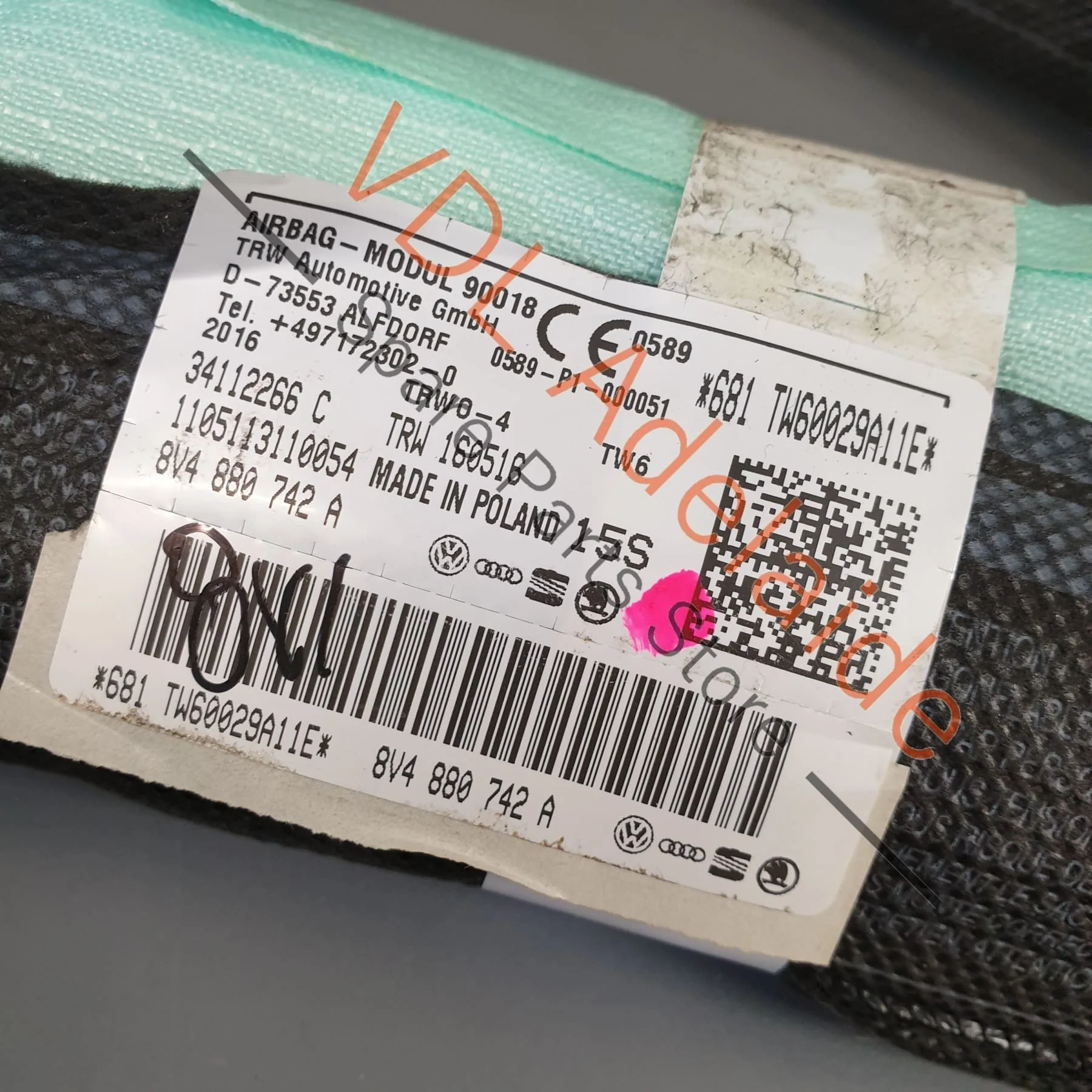Audi RS3 S3 A3 Right Side RHS Curtain Head Airbag Air Bag 8V4880742A - Image 4