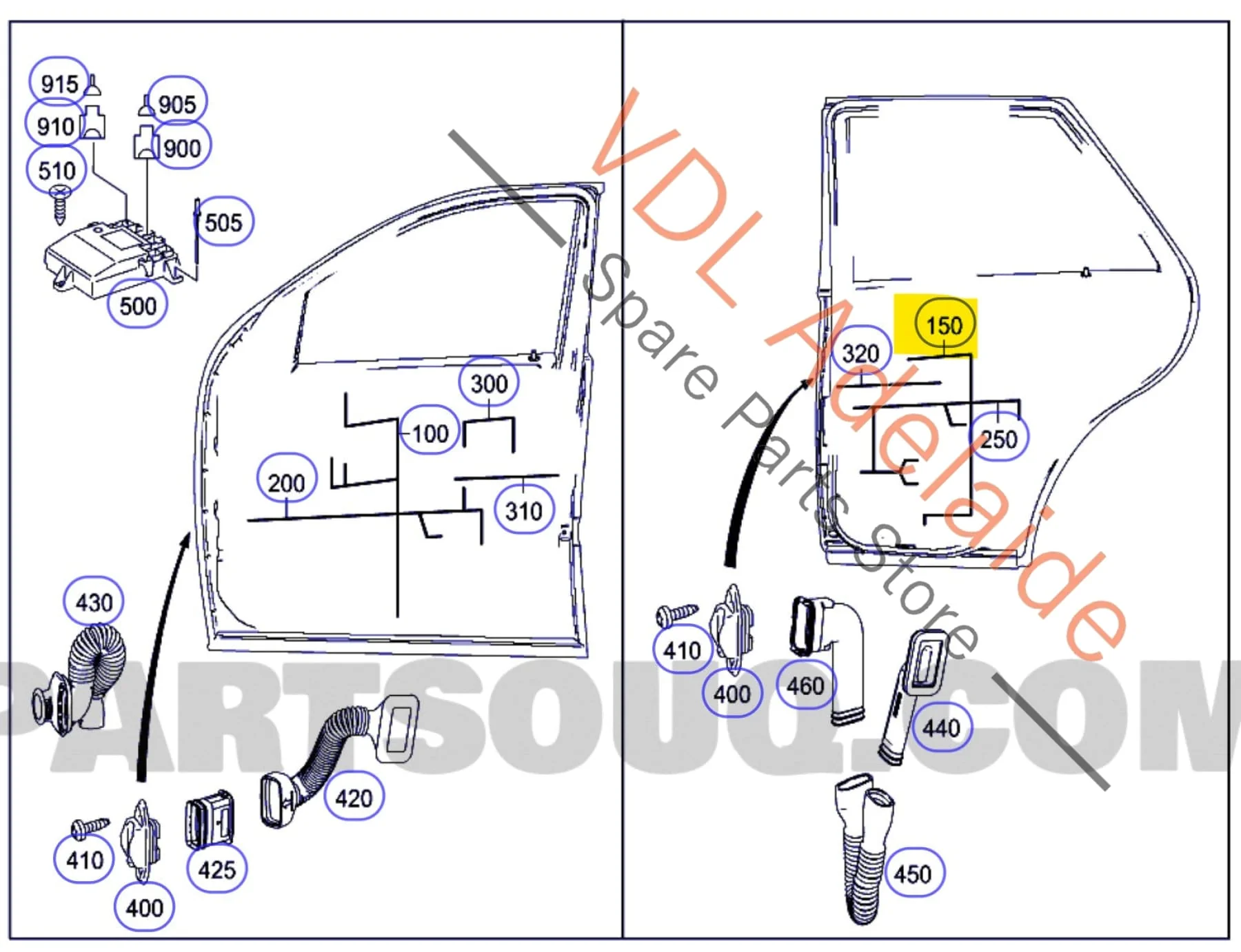 Mercedes W164 Right Rear Door Wiring Ribbon Harness Cable A1645402407 Blue Plug - Image 2