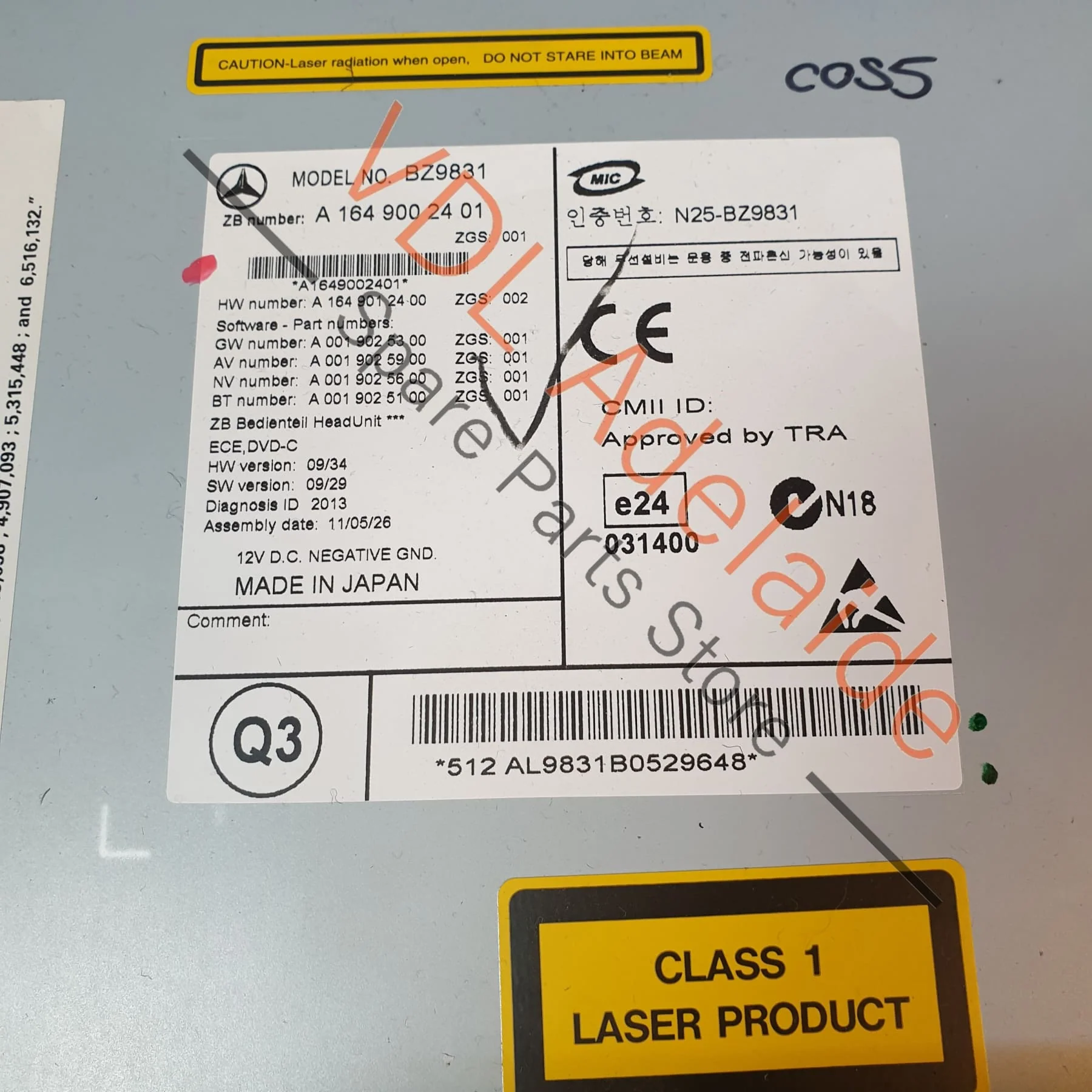 Mercedes W164 NTG2.5 Comand Head Unit Radio Display Navigation Nav Screen A1649002401 - Image 8