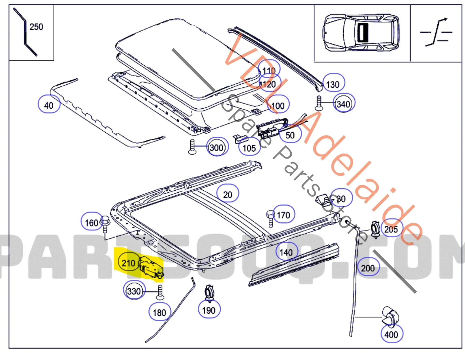 Mercedes W164 Electric Sunroof Motor A1648201442 Power Glass Sliding Sun Roof - Image 2