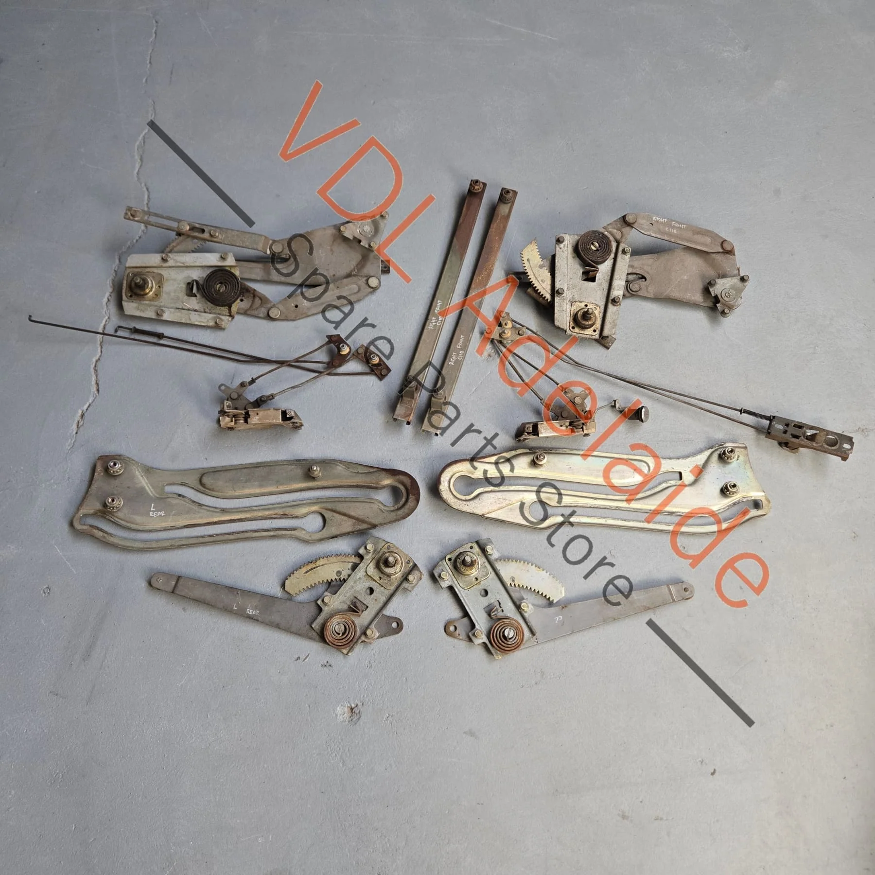 Datsun C110 240K GT Coupe Set of Window Winder and Door Lock Mechanisms - Image 2