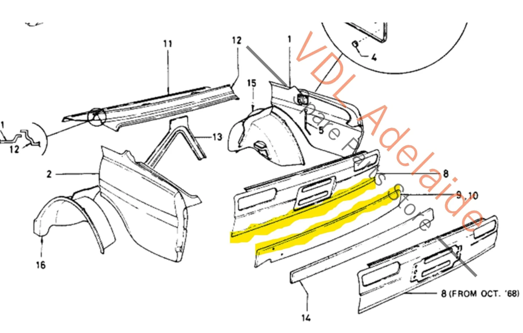 Datsun 1600 510 Boot Floor Seam Behind Rear Bumper Weatherstrip Rubber Trim - Image 3