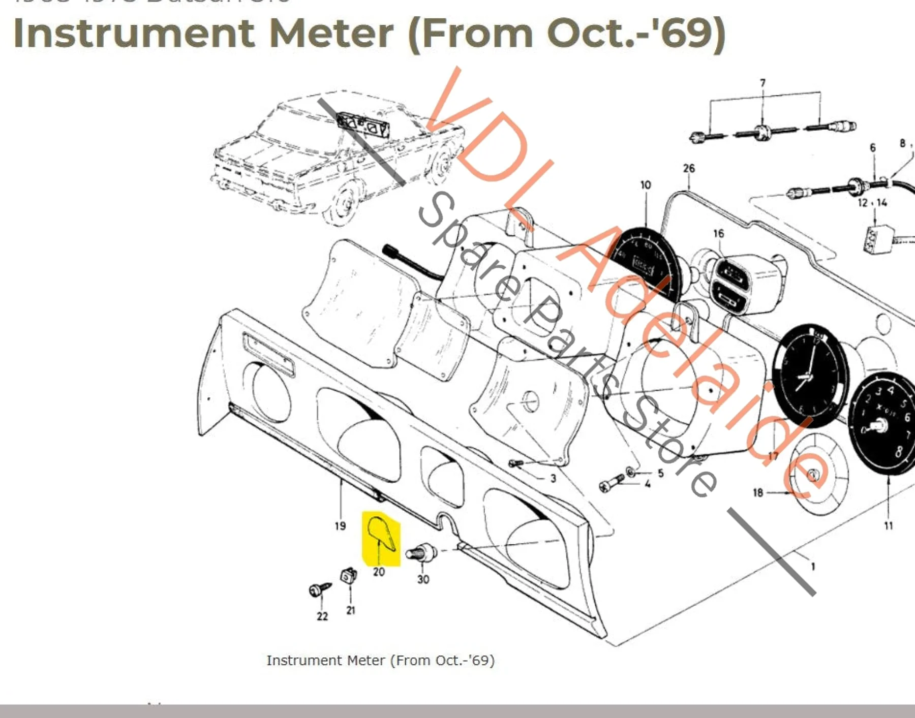 Datsun 1600 510 Instrument Cluster Trim Blanking Cover (covers column shift automatic hole) - Image 2