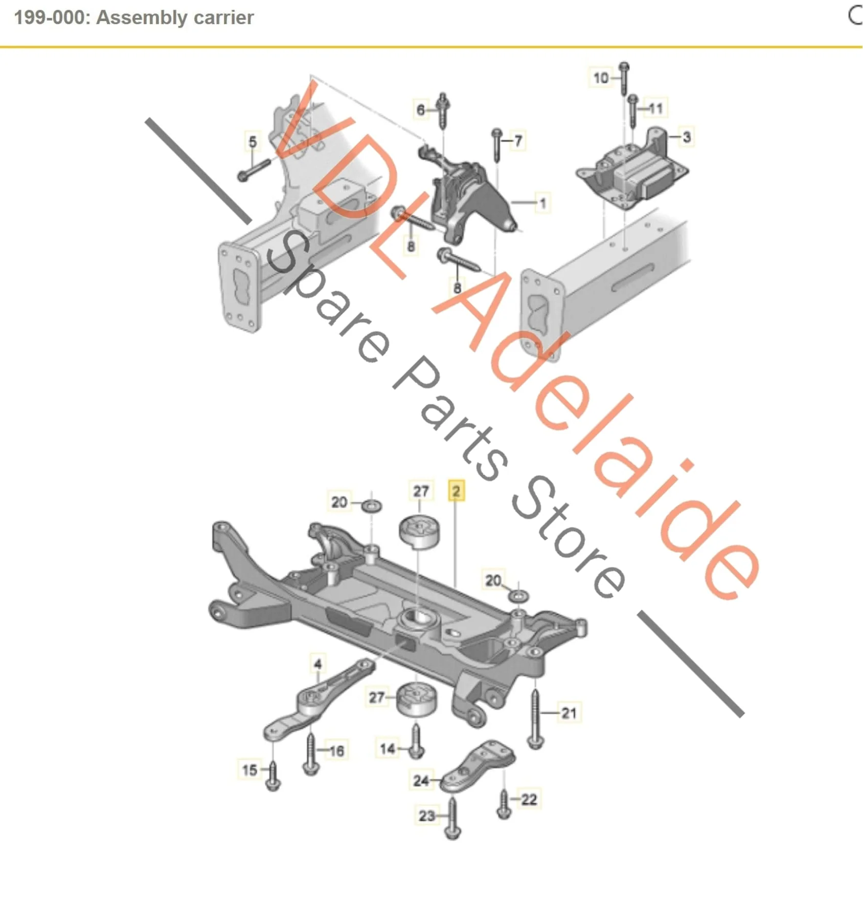 Audi Q3 RSQ3 Front K Frame Engine & Suspension Support Crossmember 3Q0199315D 5WA199315F 3Q0199315E - Image 2