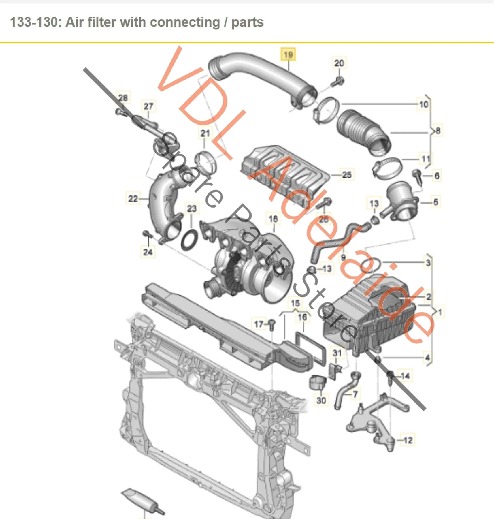 Audi RS3 RSQ3 F3 Air Filter Inlet Pipe 07K129665E - Image 2
