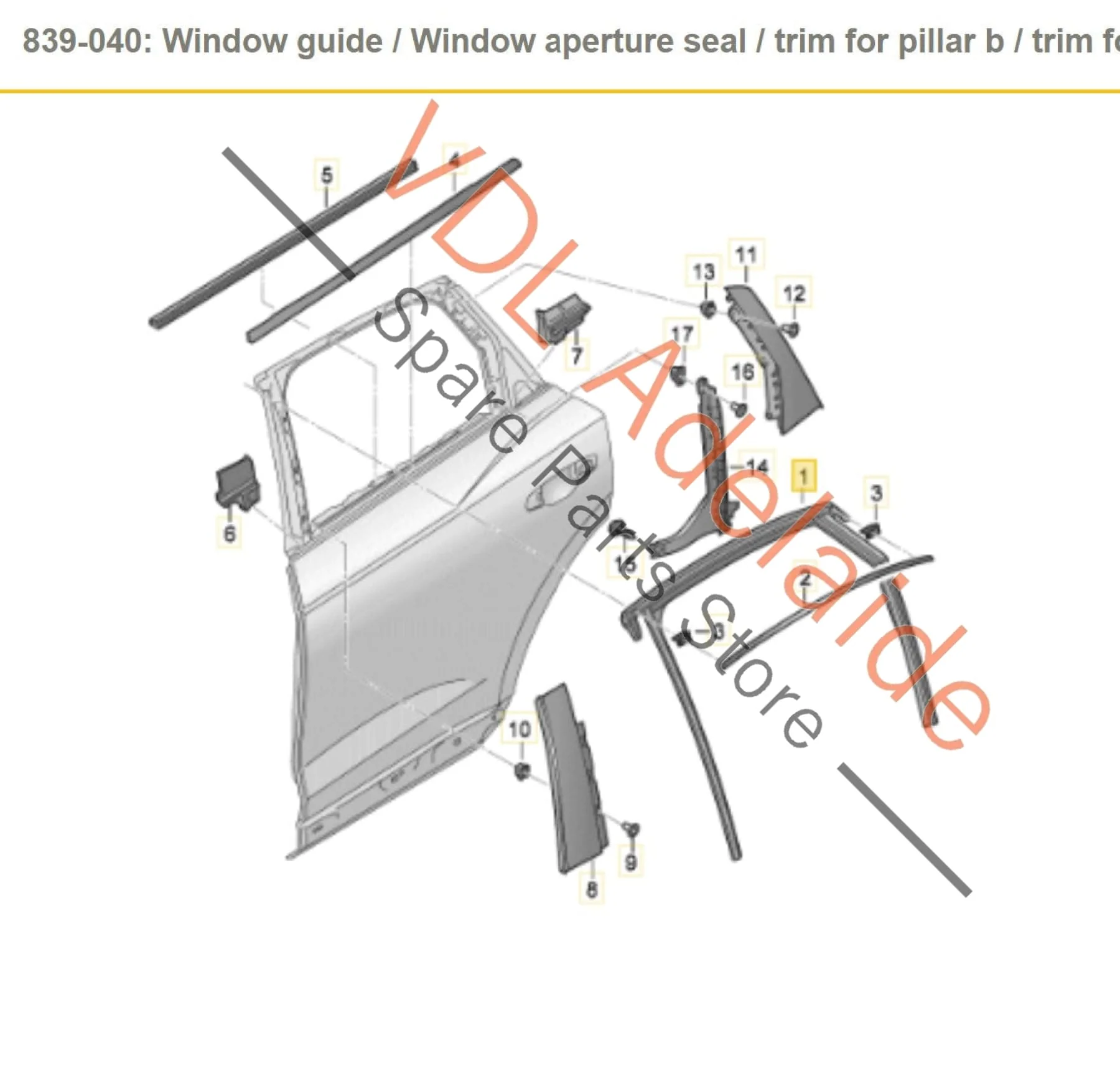 Audi Q3 RSQ3 F3 Rear Right Door Window Seal Rubber 83A839432 - Image 2