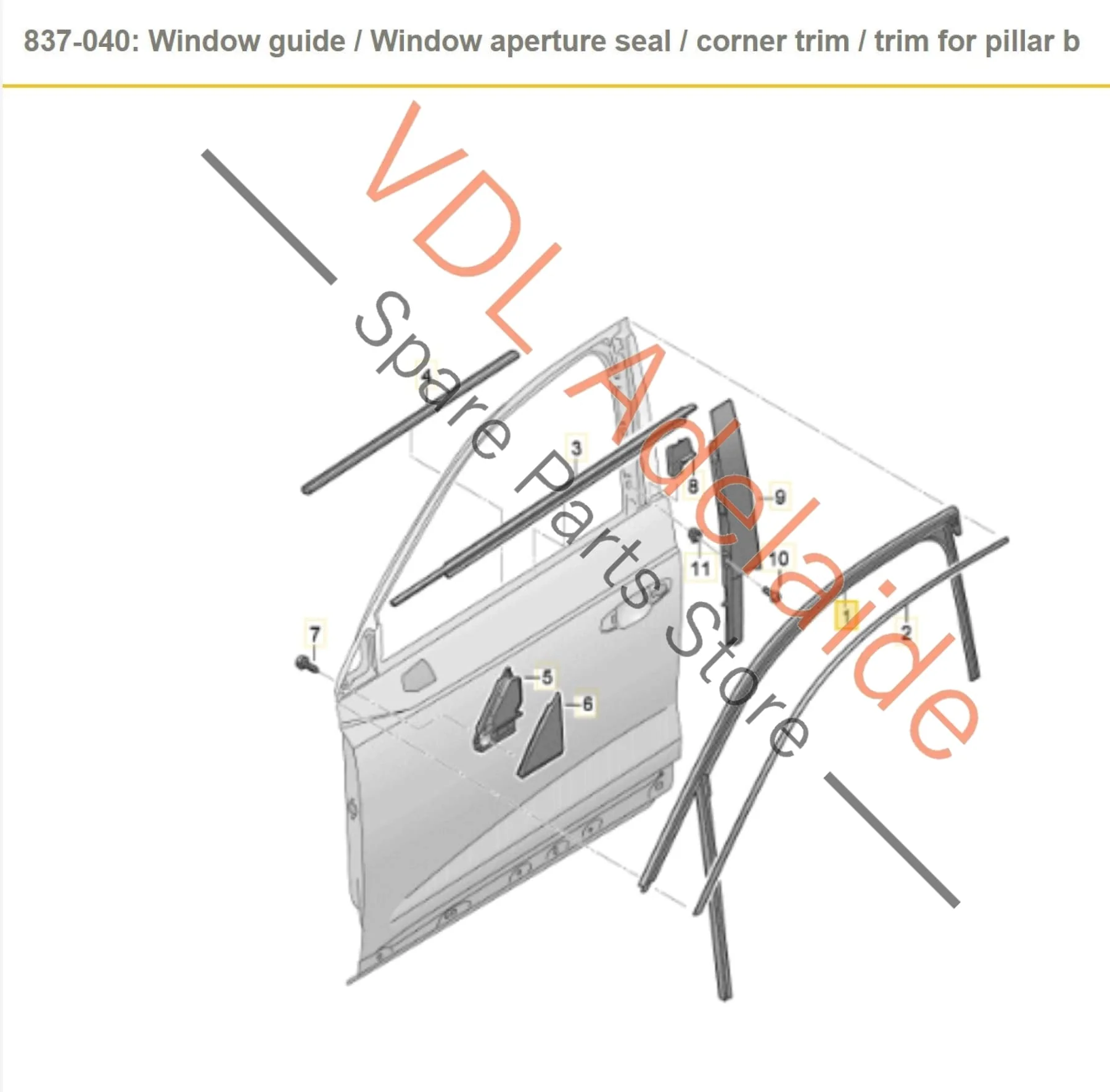 Audi Q3 RSQ3 F3 Front Right Door Window Seal Rubber 83A837432 - Image 2