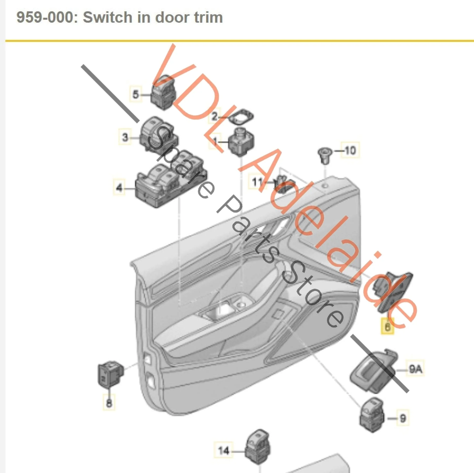 Audi Q3 RSQ3 F3 Drivers Door Central Locking Button Lock Unlock Switch 83A962108 NV6 - Image 2