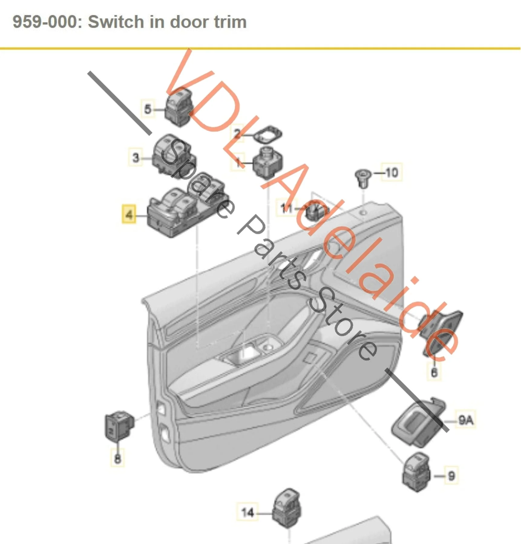Audi Q3 RSQ3 F3 Drivers Door Power Window Switch 83A959851A NV6 - Image 2