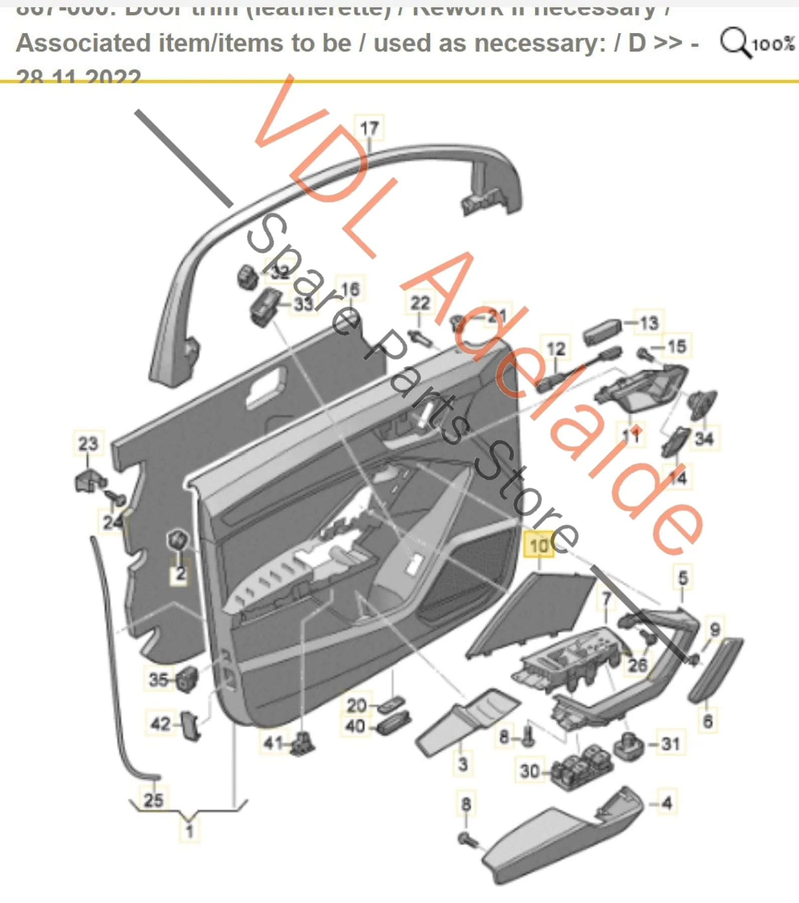 Audi Q3 RSQ3 F3 Door Speaker Trim Cover Right Side 83A035424A VY1 Slate Grey - Image 2