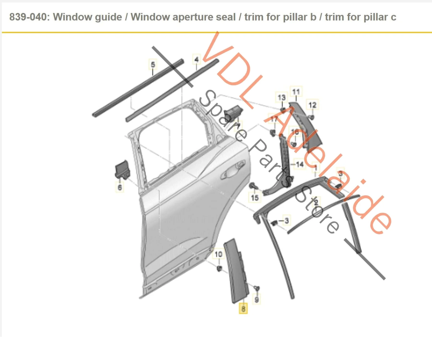 Audi RSQ3 Q3 F3 Rear Right Door Exterior B Pillar Trim Molding Gloss Black 83A839902A - Image 2