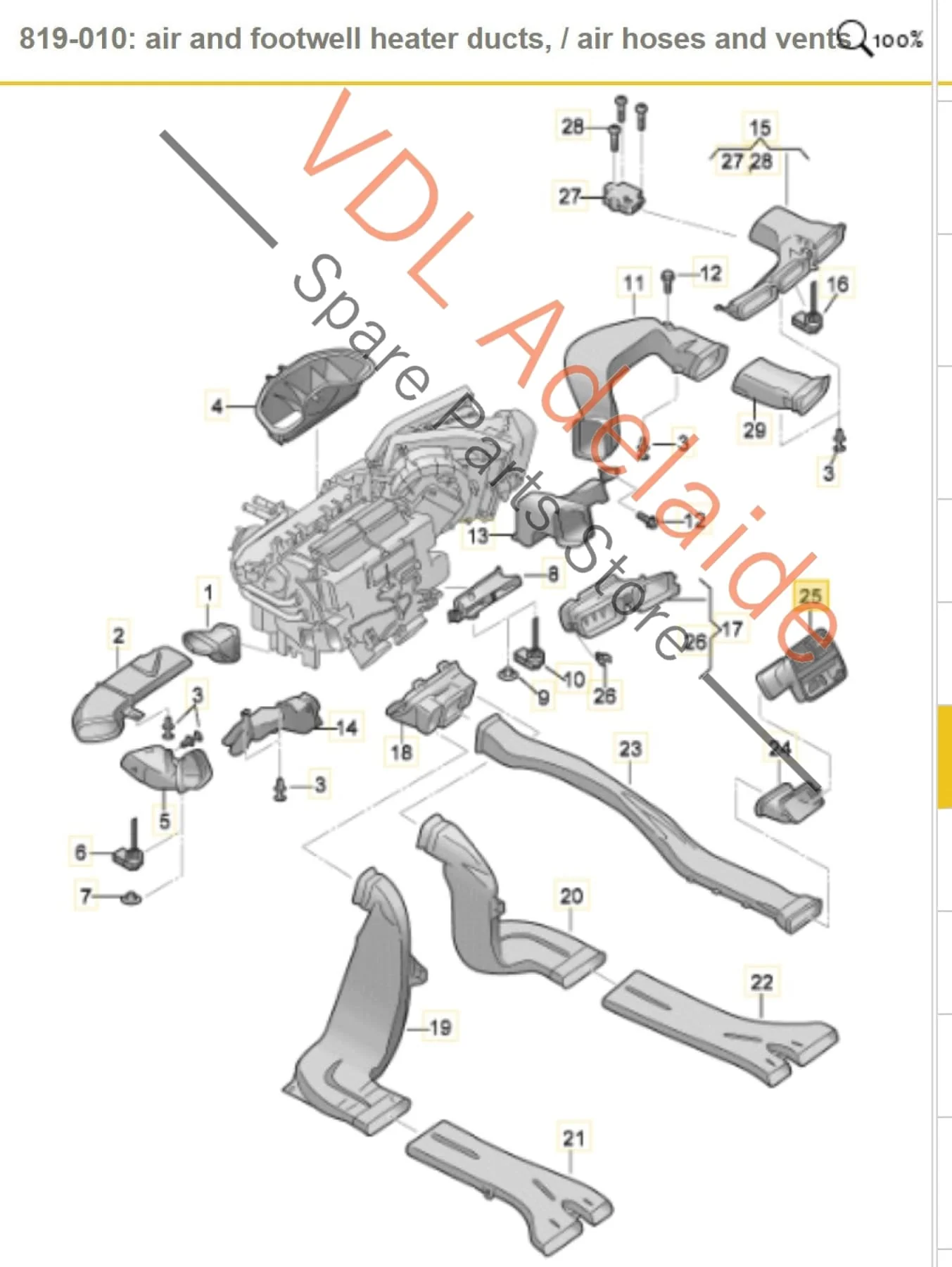 Audi A4 S4 B9 Rear Passenger Seat Air Vent for Air Conditioning Heating 8W0819203B - Image 2