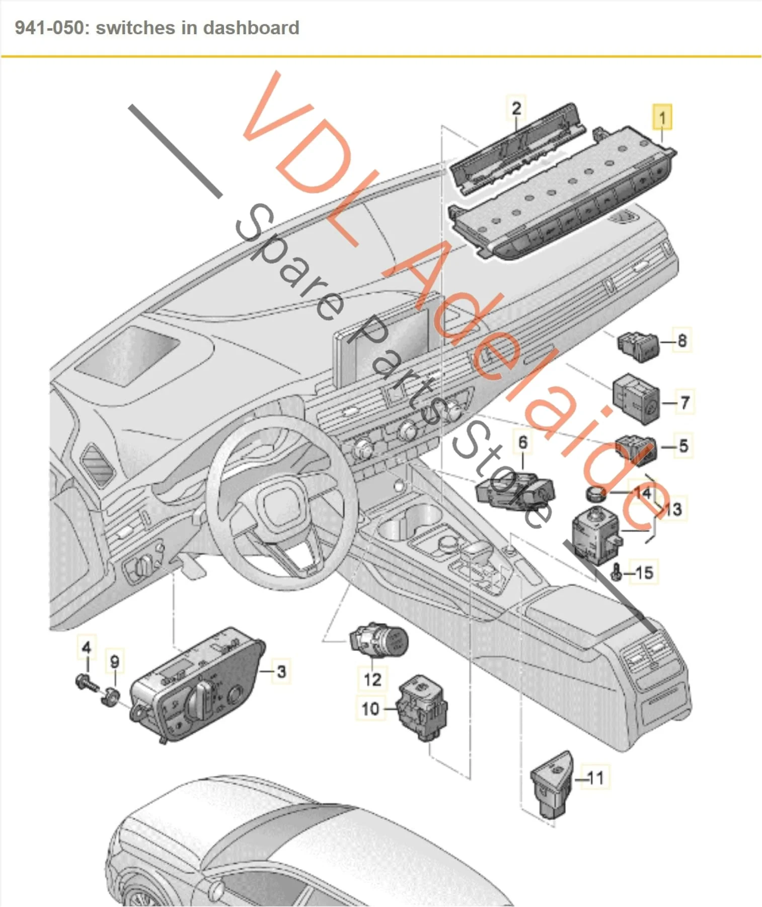 Audi A4 S4 B9 Centre Dash Multiple Switch for Drive Select & Screen 8W0925301BC 5PR - Image 2