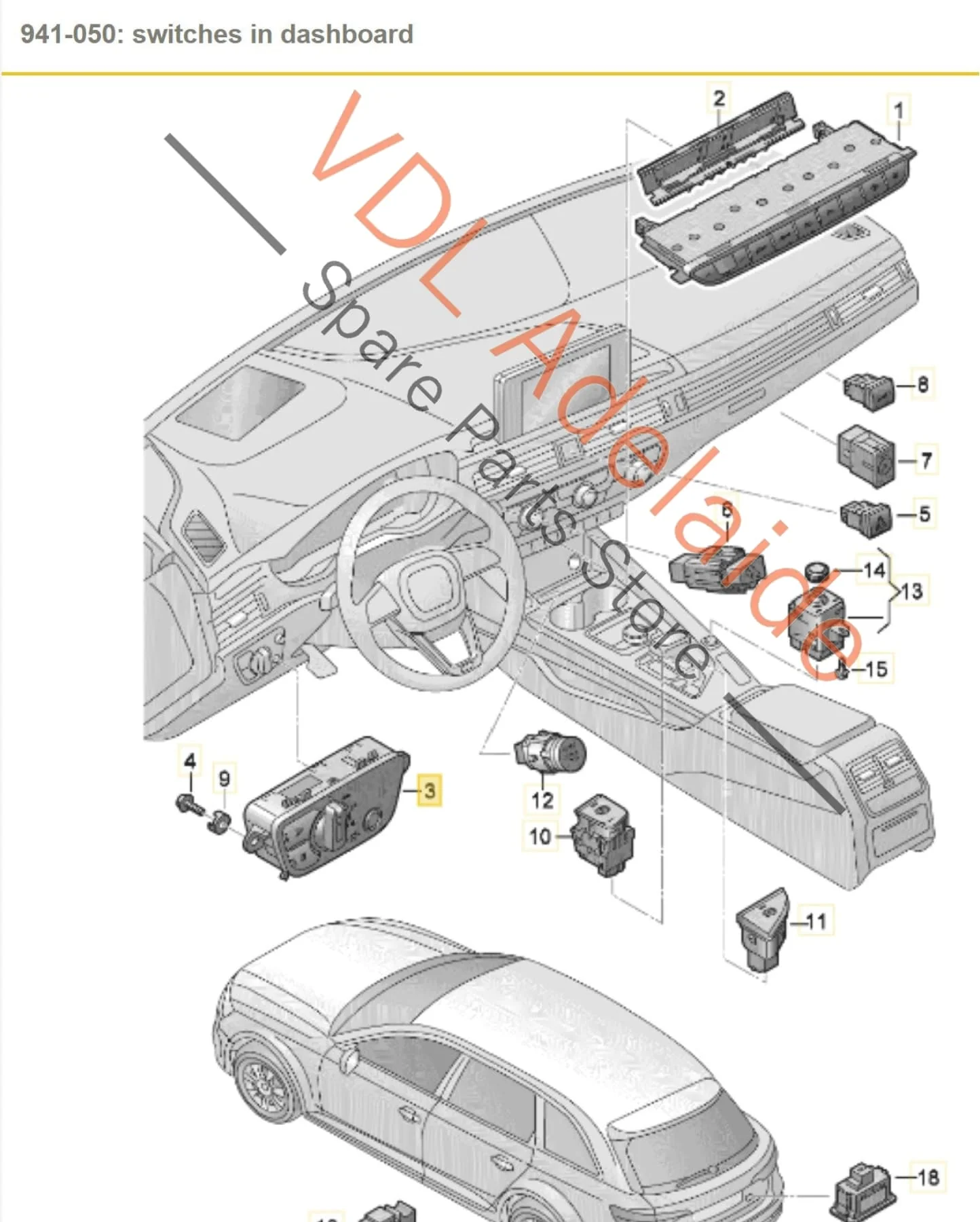 Audi A4 S4 B9 Switch for Headlights Driving Light & Fog 4M0941531AA 5PR - Image 2