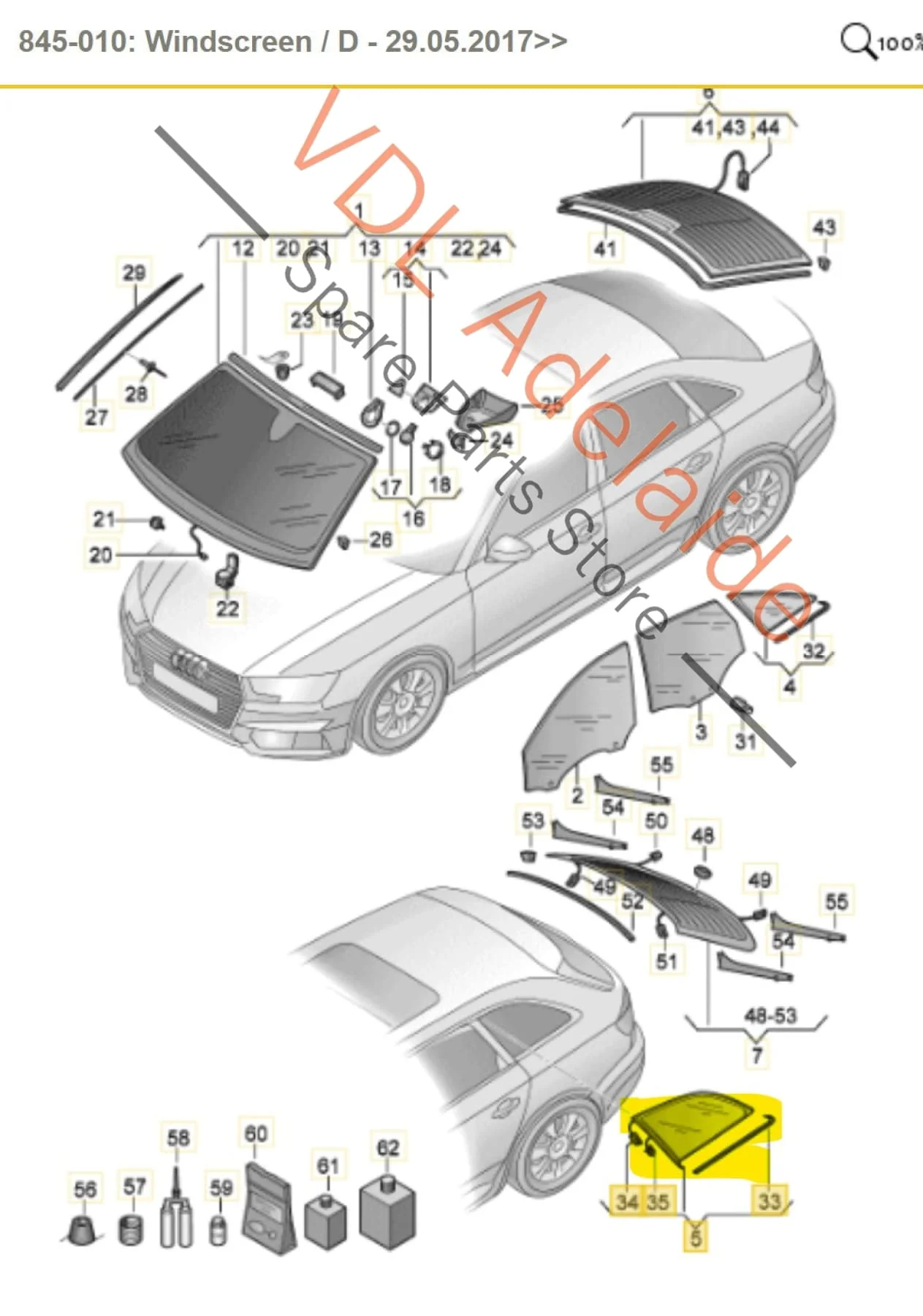 Audi A4 B9 Avant Right Rear Quarter Window Heat Insulating Glass 8W9845298BD NVB - Image 2