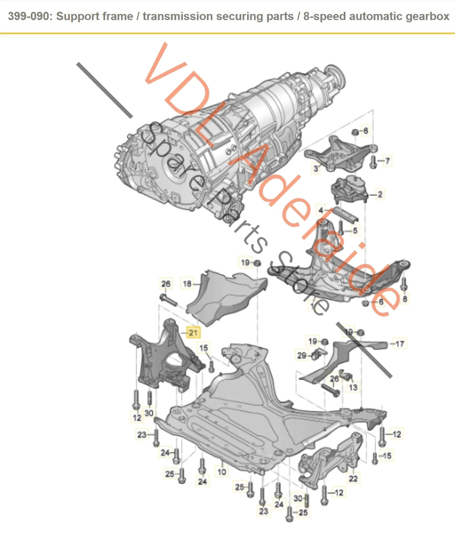 Audi A4 B9 A5 F5 Aluminium Front K-Frame Suspension Bracket Right Side 8W0399296E - Image 2