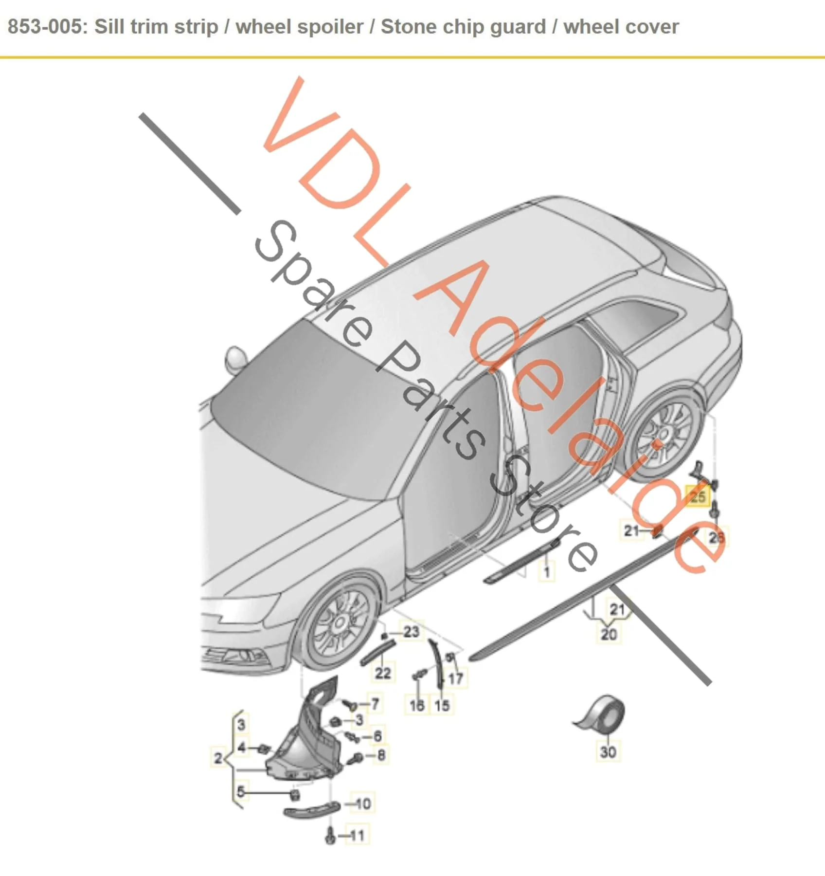 Genuine OEM Audi A4 Pair of Rear Wheel Arch Water Deflector Trim Strip Spoiler Accessory 8W0853827 8W0853828 - Image 2