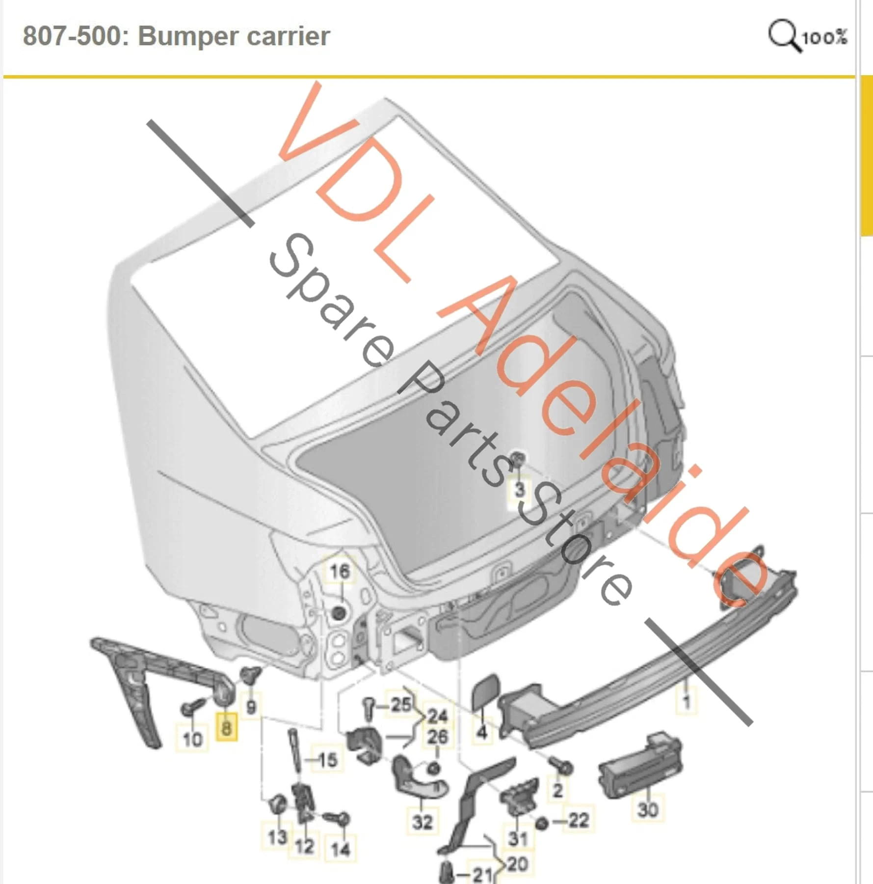 Audi A4 S4 Rear Right Bumper Side Guide Retaining Bracket 8W9807454 - Image 2