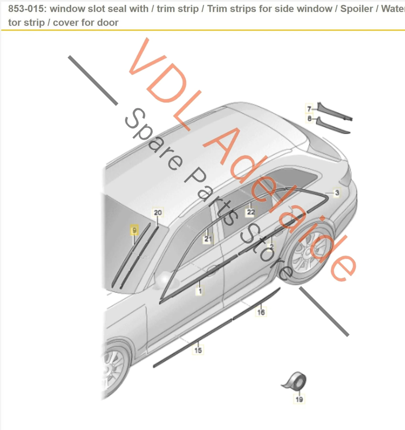 Audi A4 S4 RS4 Front Windscreen Water Deflector Strip Rubber Molding Right 8W0854328C 9B9 - Image 2