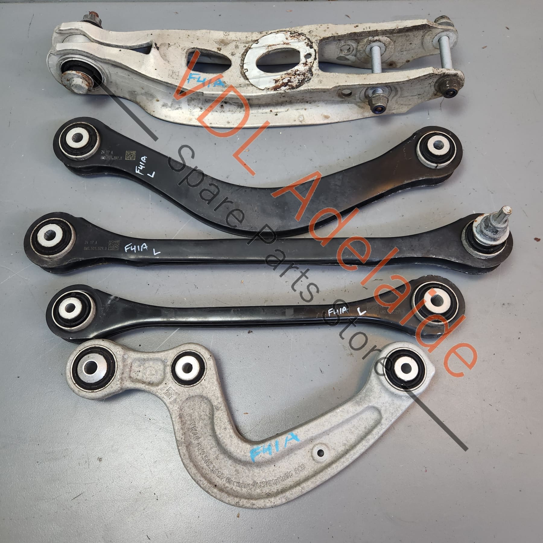 Audi A4 S4 RS4 Rear Suspension Upper & Lower Control Arm Set Left Side 8W0505311H 8W0505323F 4M0505291D 8W0501529D 8W0505397E