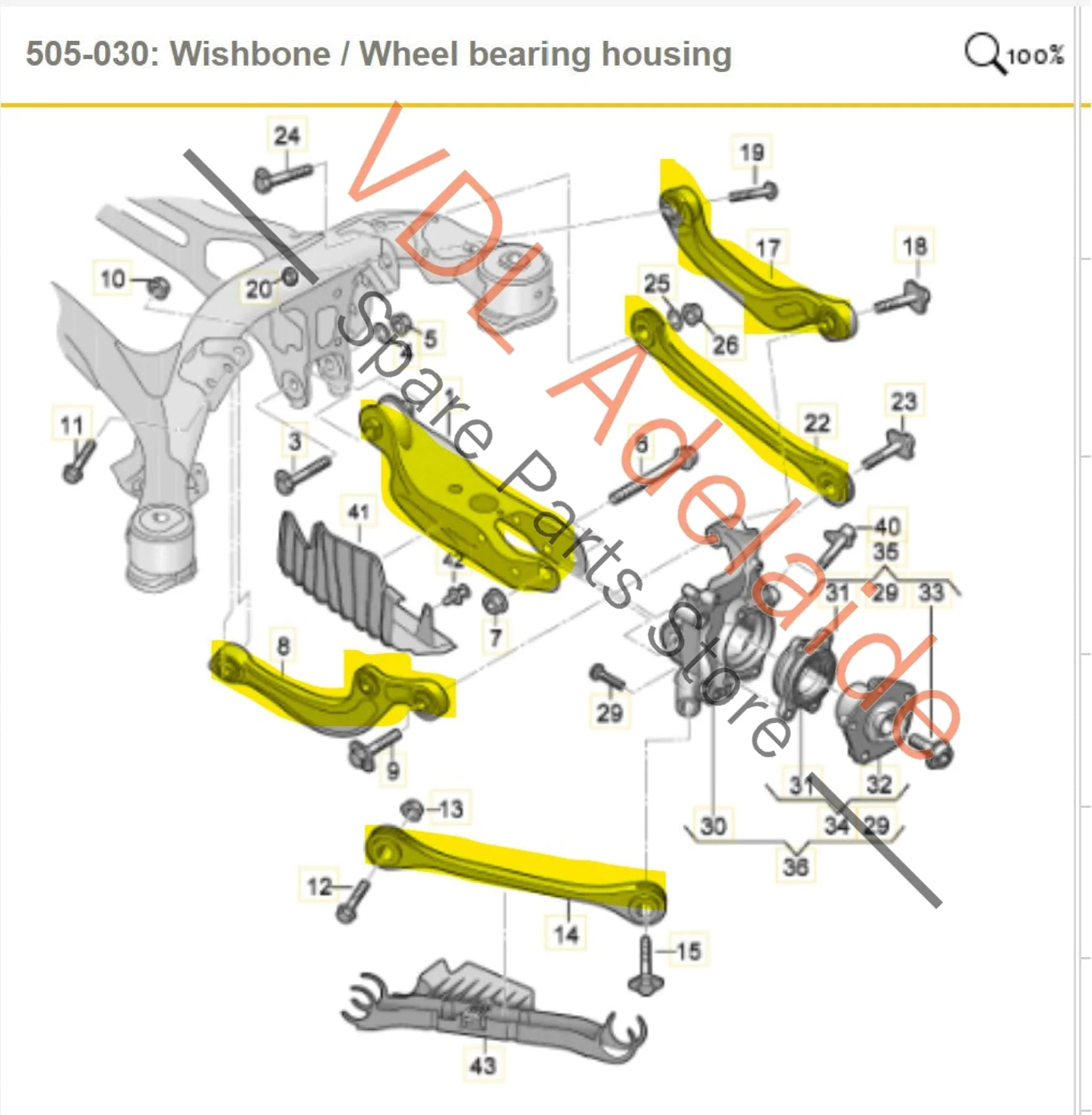 Audi A4 S4 RS4 Rear Suspension Upper & Lower Control Arm Set Left Side 8W0505311H 8W0505323F 4M0505291D 8W0501529D 8W0505397E - Image 2