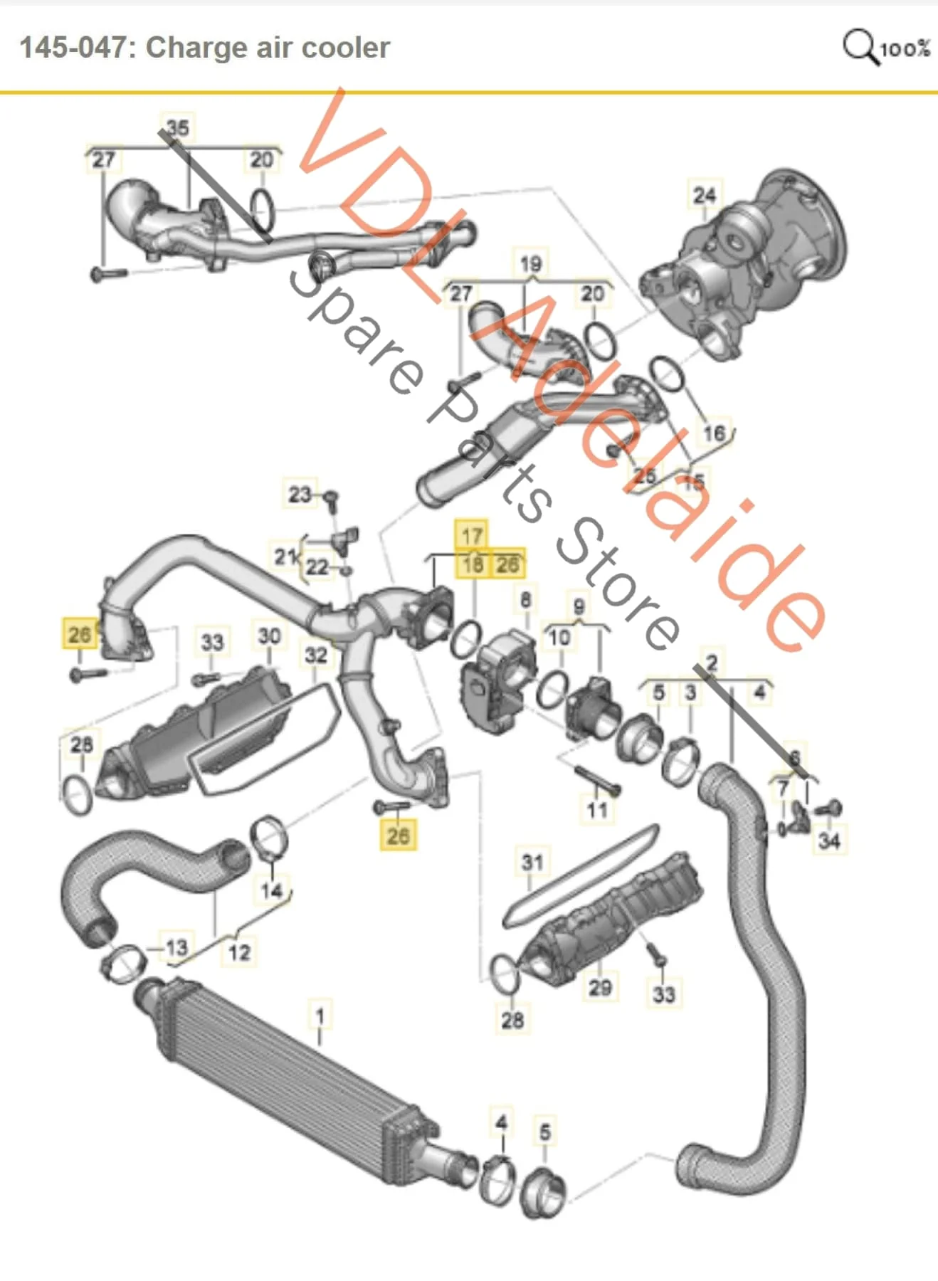 Audi S4 V6 3.0L Engine Charge Air Intake Pipe 06M145674DA Plastic - Image 2