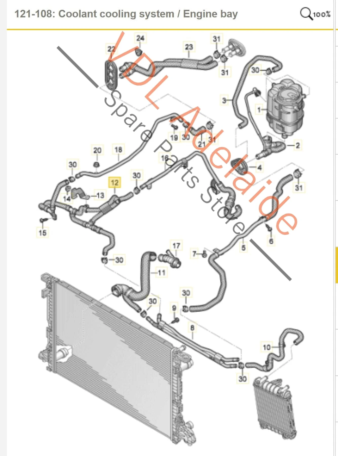 Audi S4 TFSI B9 3.0L Petrol V6 Water Coolant Hose Pipe 8W2121609D - Image 2
