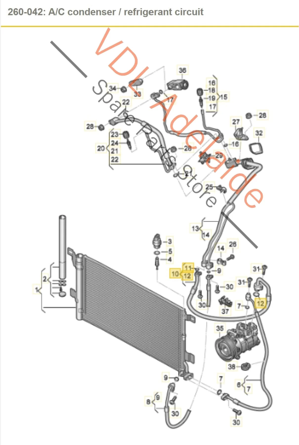 Audi S4 TFSI B9 3.0L Petrol V6 Air Conditioning Refrigerant Pressure Hose Pipe 8W0816743D - Image 2