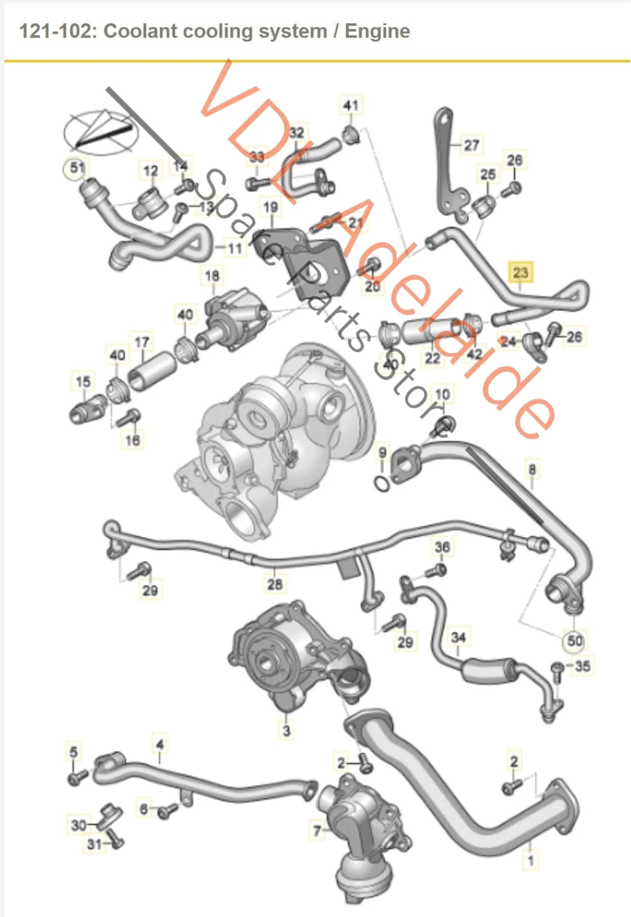 Audi S4 TFSI B9 3.0L Petrol V6 Water Coolant Hose Pipe 06M121085H 06M121085AF - Image 3
