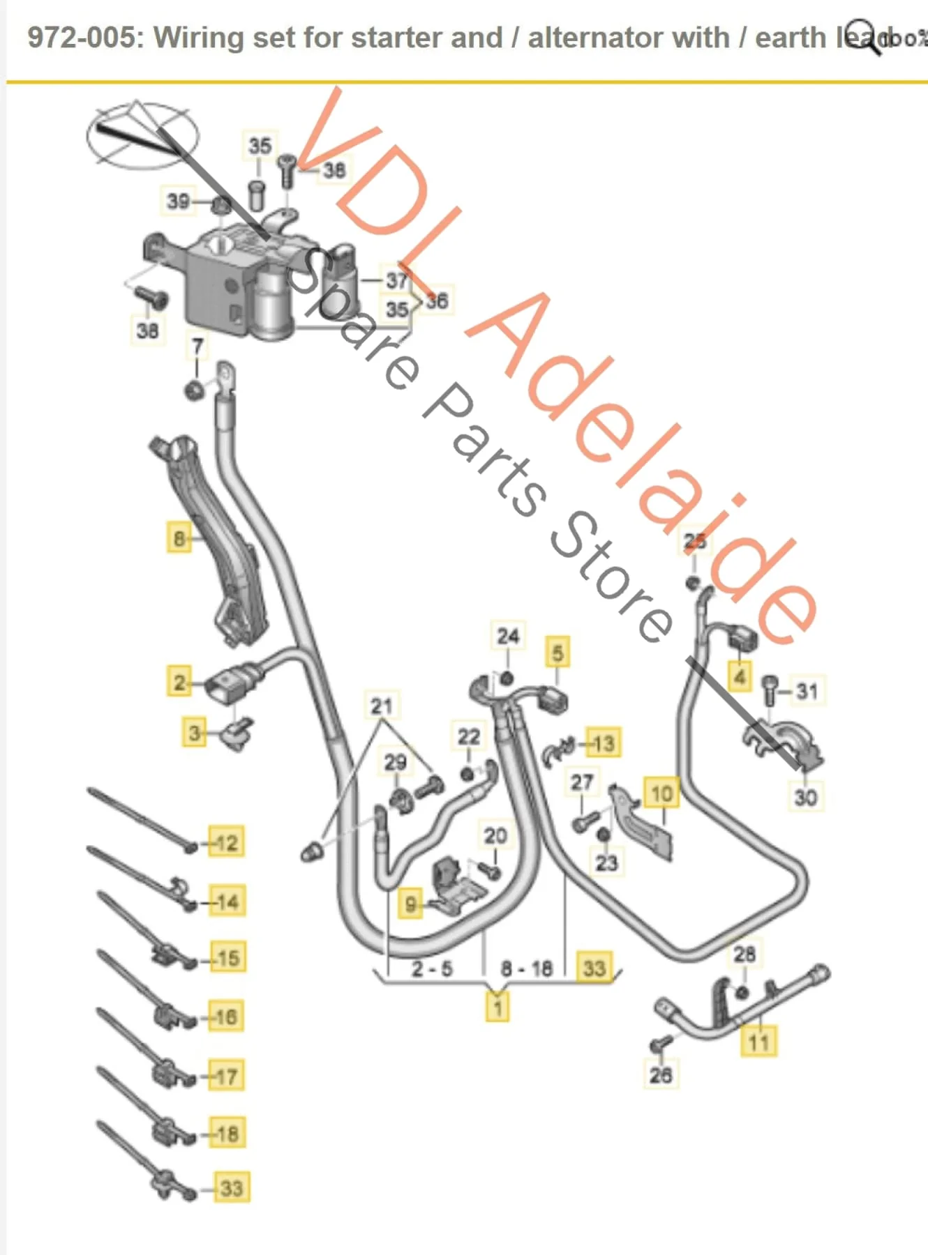 Audi Wiring Set for Starter Motor and Alternator 3.0L Petrol 8W0971228AL 8W0971228BT - Image 2