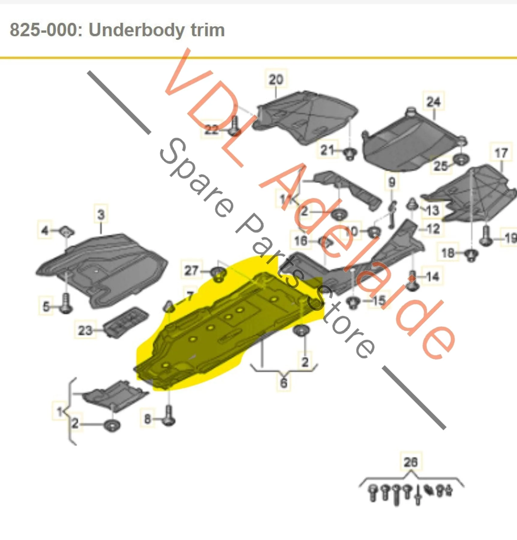 Audi A4 S4 B9 Left Side Underbody Trim Splash Shield 8W0825207A - Image 2