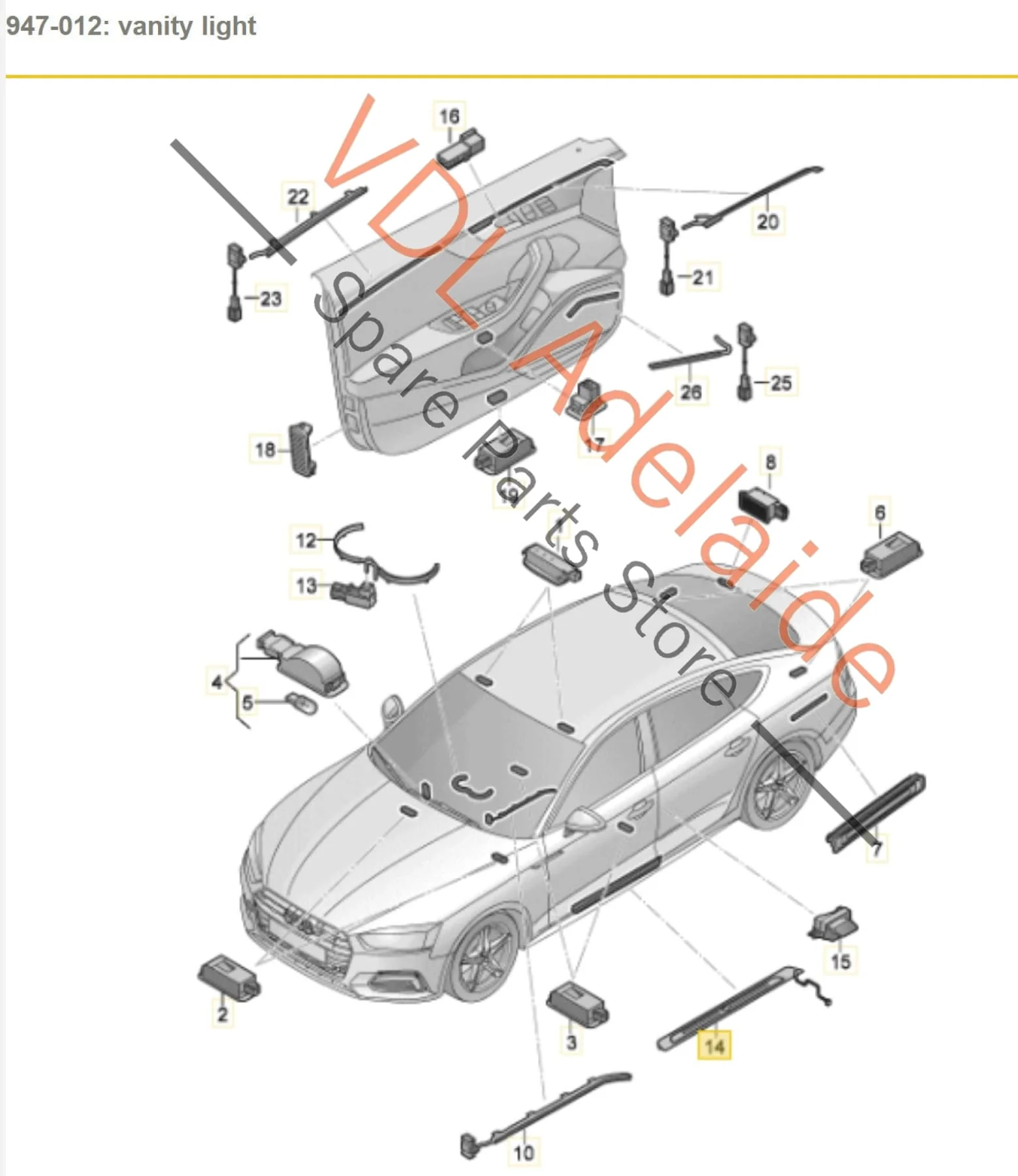 Genuine Audi RS5 F5 B9 Front Illuminated Sill Trim Strips Left & Right 8W0947417C 9B9 8W0947418C 9B9 - Image 3