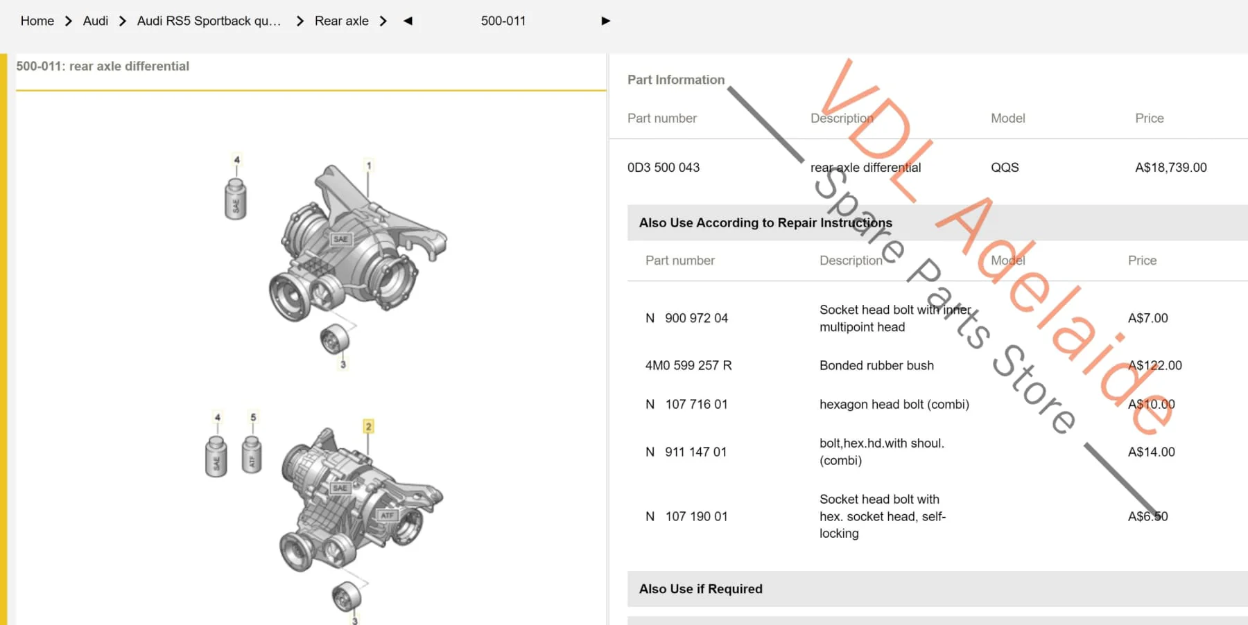 Audi RS5 F5 B9 RS4 B9 Rear Differential 43:11 QQS 0D3500043 - Image 2