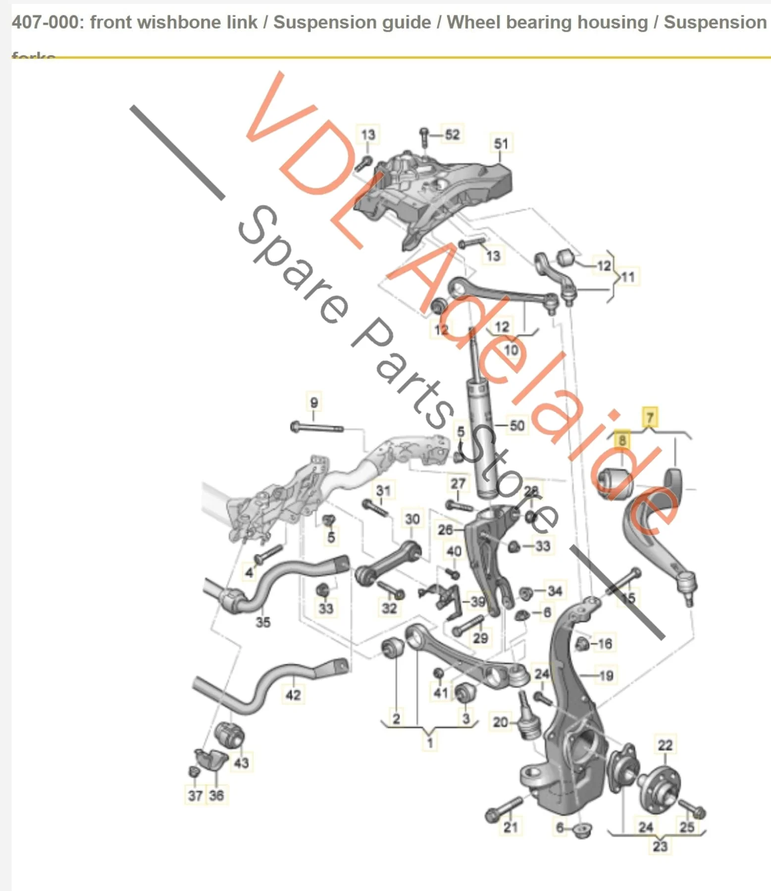 Audi RS5 F5 B9 Lower Control Arm Front Right Suspension 8W0407694B - Image 2
