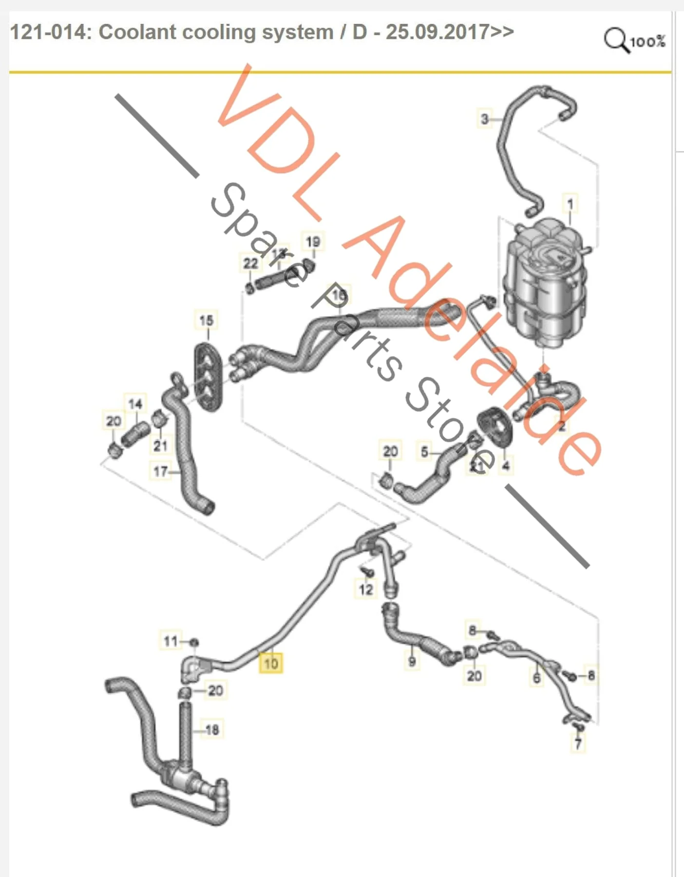 Audi RS5 F5 B9 Coolant Hose Pipe Line Aluminium 8W2819377C - Image 2