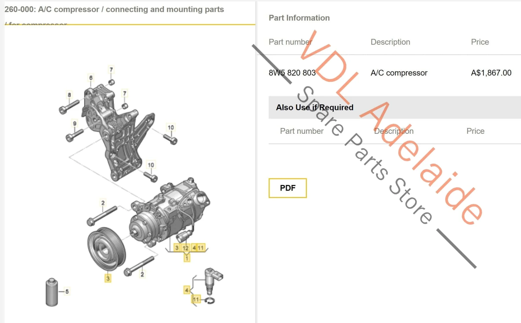 Audi RS4 RS5 F5 B9 AC Compressor Denso 8W5820803 - Image 2