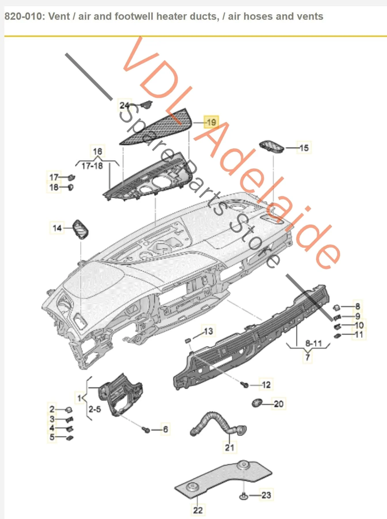 Audi RS5 F5 B9 Centre Dash Vent Trim Grille for RHD 8W2819636 - Image 2