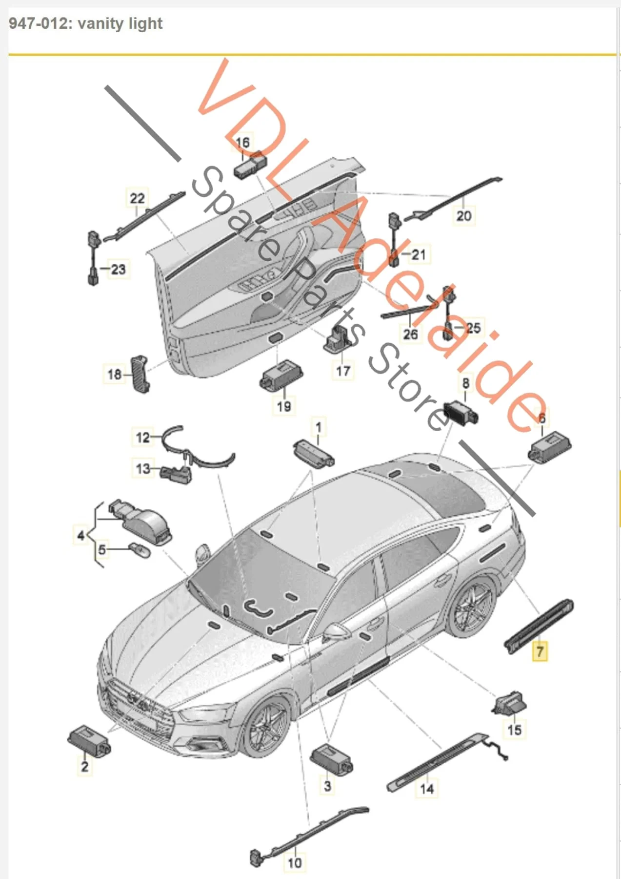 Audi RS5 F5 B9 Interior Trunk LED Strip Light 8W9947409 - Image 2