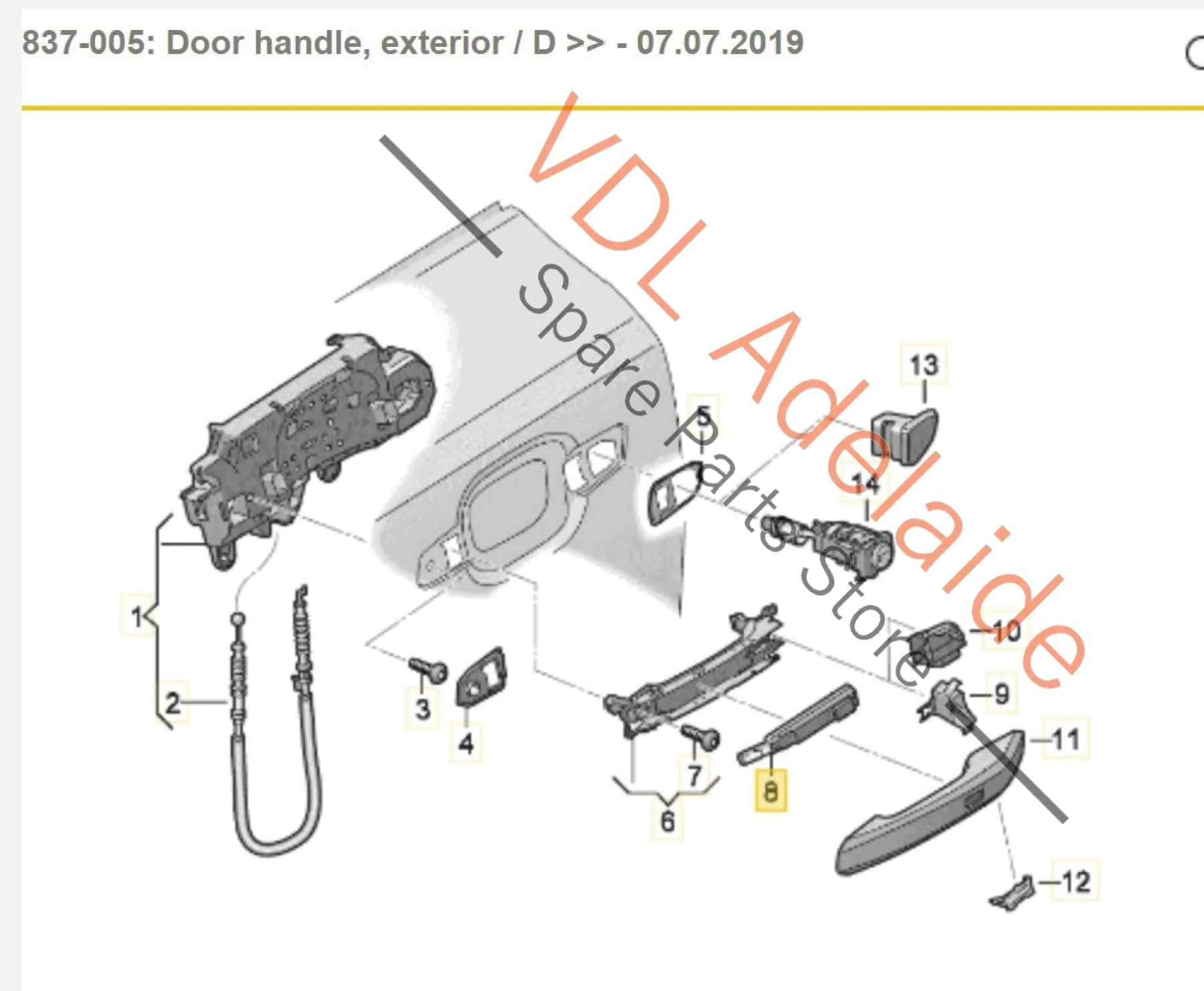 Audi RS5 F5 B9 Left Side Door Handle Keyless Entry Sensor 8W0927753 - Image 2