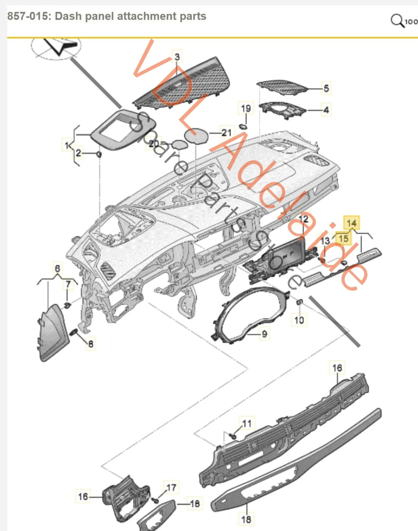 Audi RS5 F5 B9 F5 MMI Interface Screen Lower Trim Dash Interior Moulding 8W28573046PS - Image 2