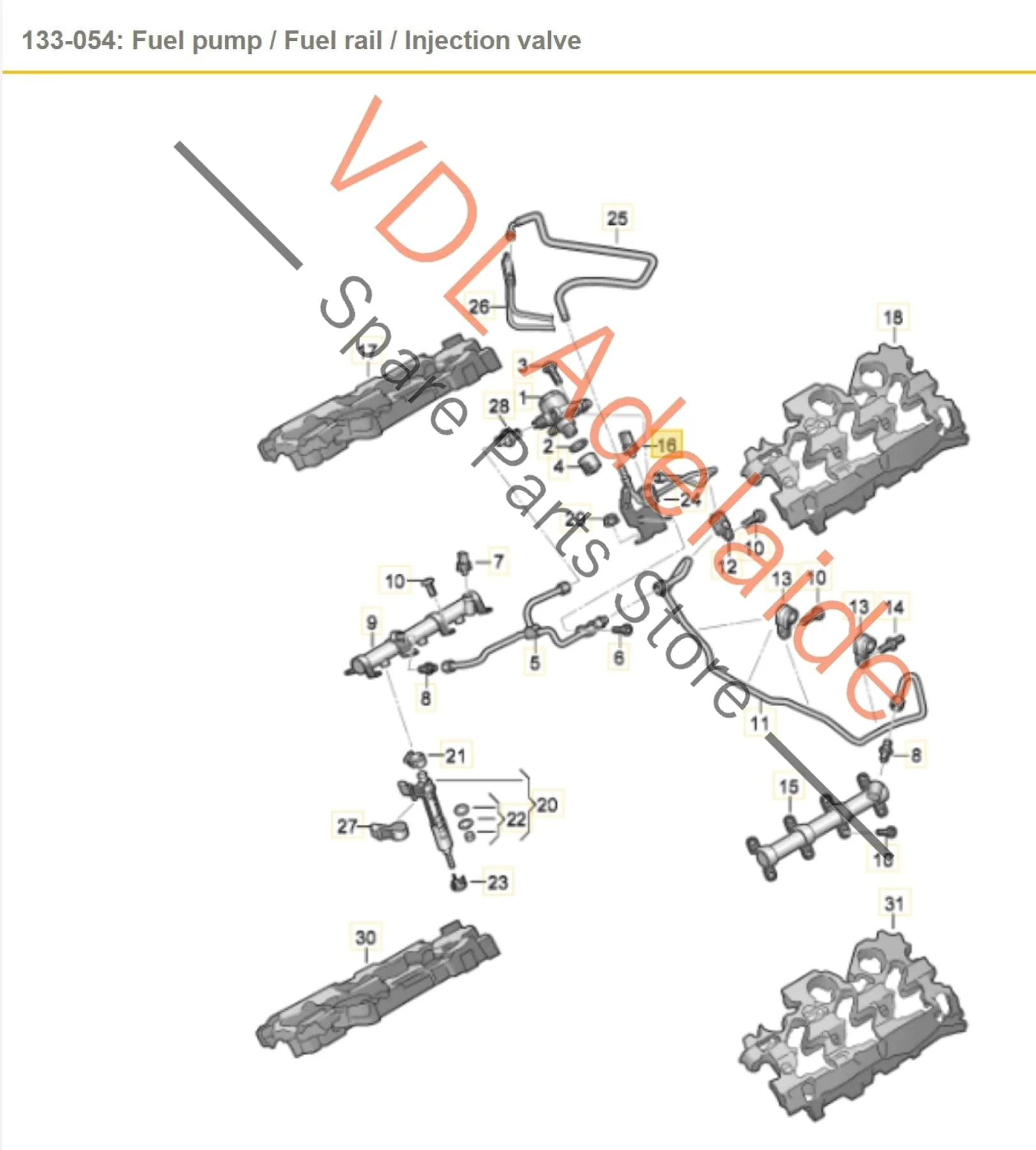 Audi RS4 RS5 11 BAR Fuel Pressure Sensor w Supply Line 06M127503S 059906054K 059906054L - Image 2