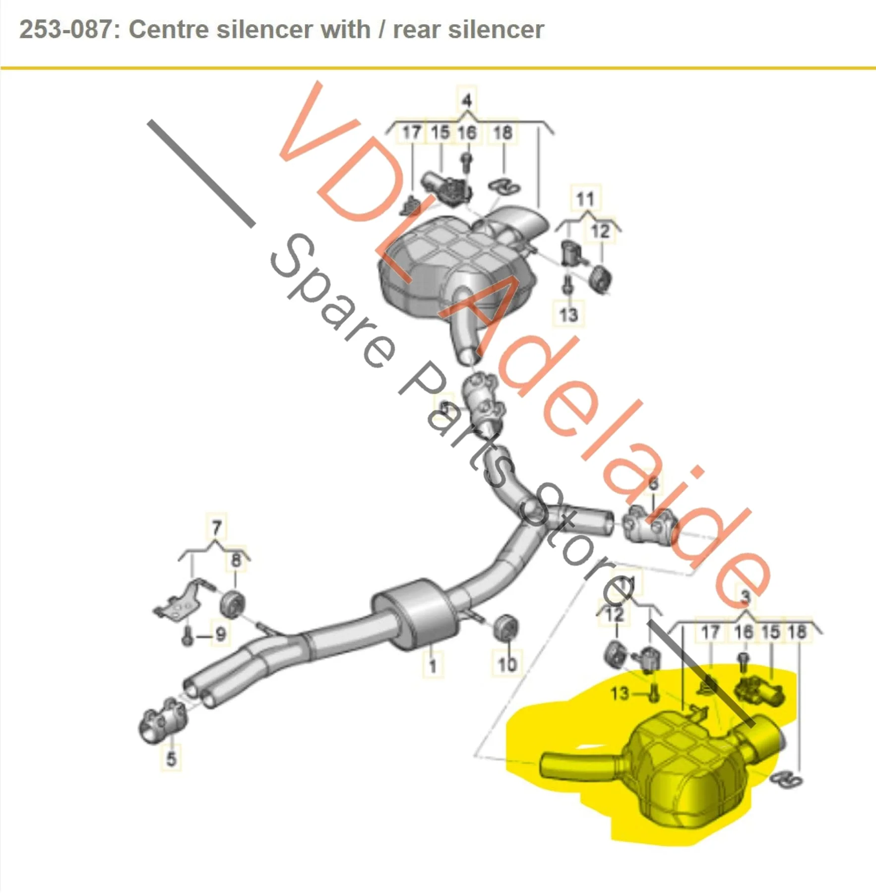 Audi B9 F5 RS5 Exhaust Stock Standard Rear Silencer Muffler With Tail Pipe Left Side 8W6253609J 8W6253611Q - Image 2