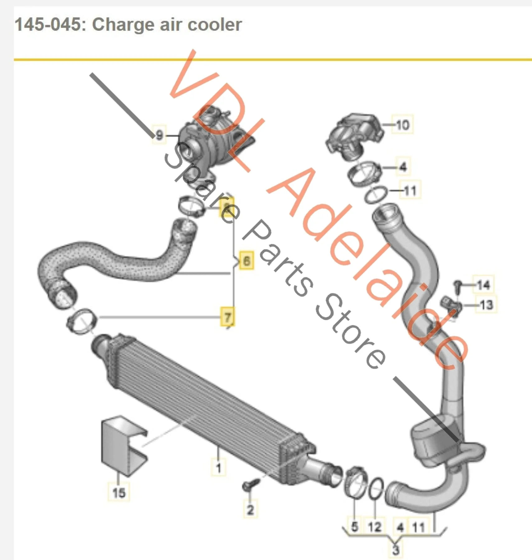 Audi A4 B9 A5 F5 Right Side Intercooler Pressure Hose 8W0145738F - Image 2