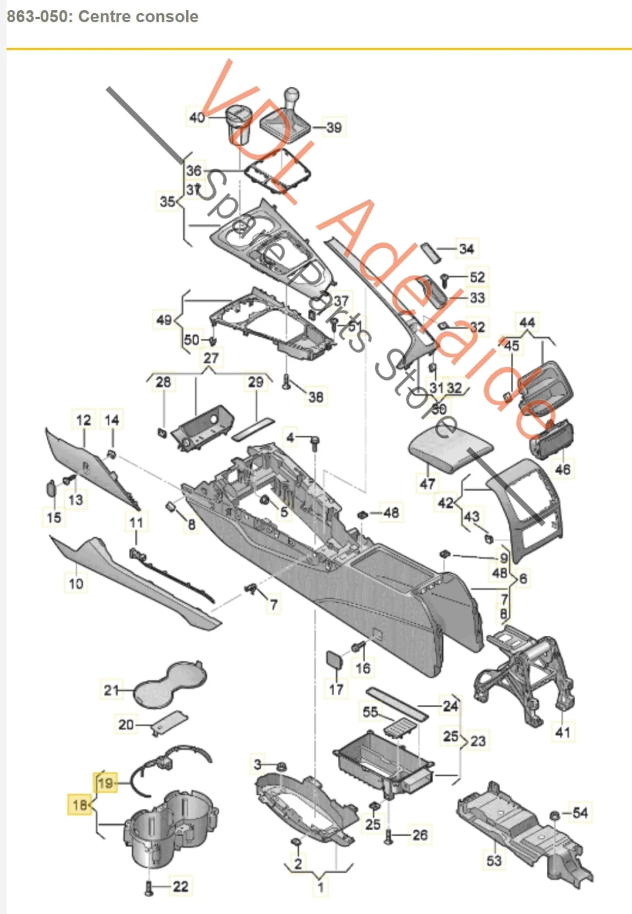 Audi A5 F5 Centre Console Drinks Cup Holder with Fibre Optic Strip Light - Image 2