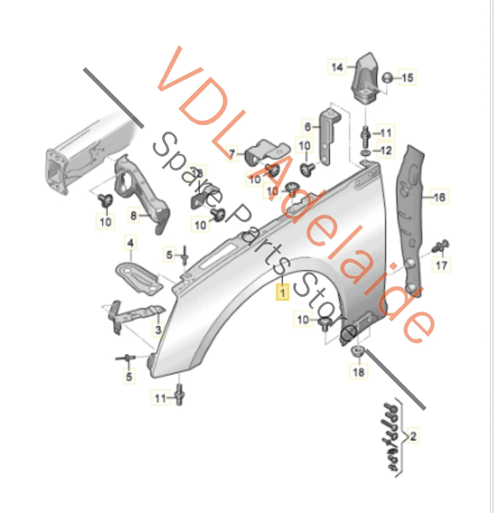 Audi A5 S5 Front Left Quarter Fender Mudguard Panel 8W6821105B Daytona Grey Pearl LZ7S/6Y/Z7S - Image 2