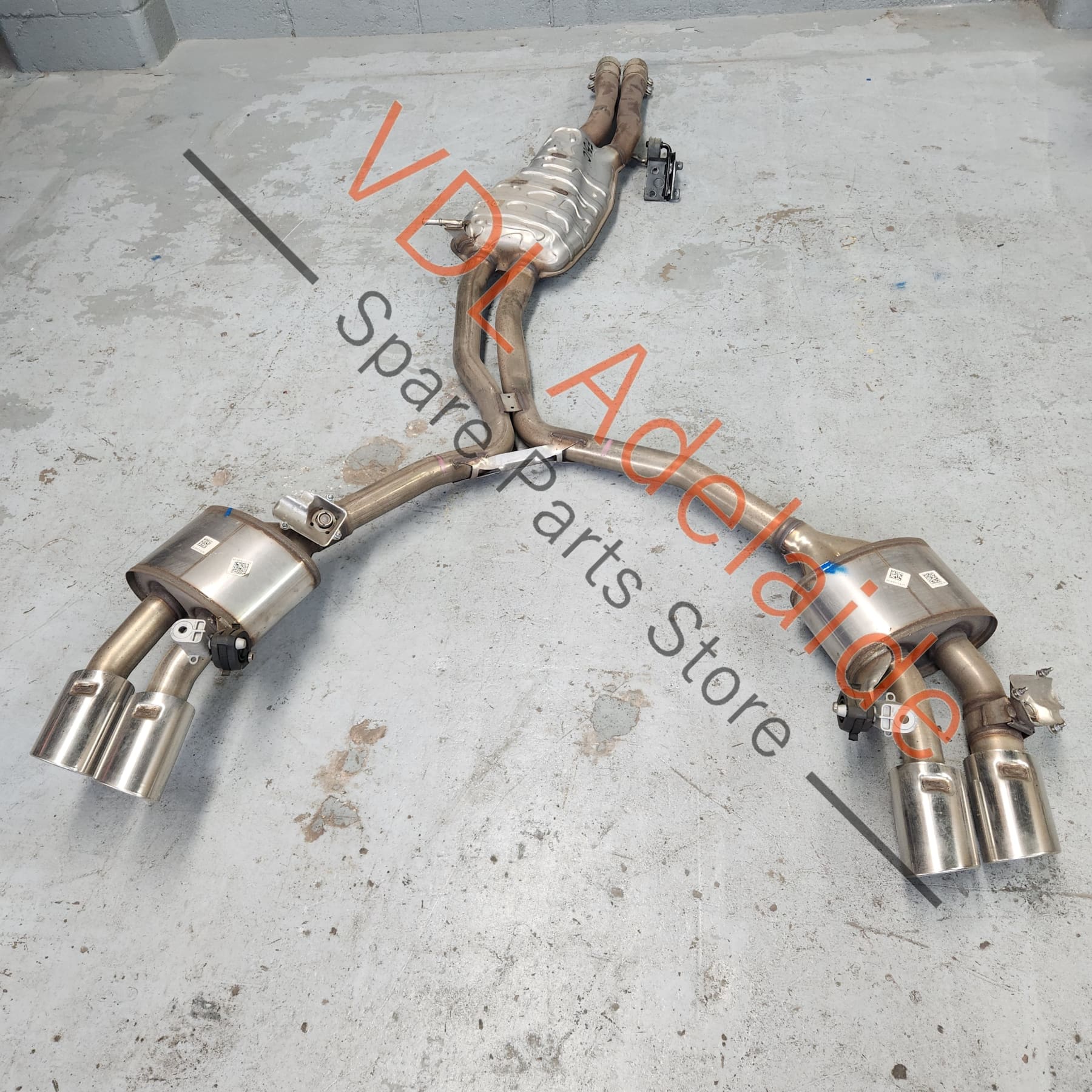 Audi S5 F5 B9 Rear Exhaust Muffler System with Quad Tail Pipe Outlets
